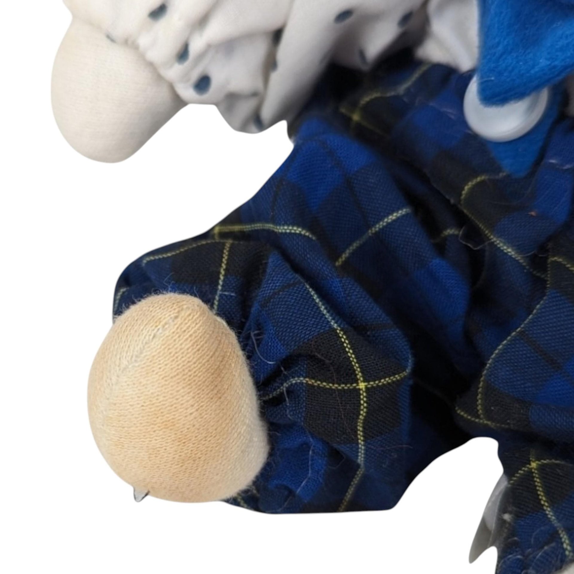 Vintage Clown Doll with Plaid and Polka Dots | Collectible Clown Doll | Whimsical Doll | Toy Collector | 8-inch Doll