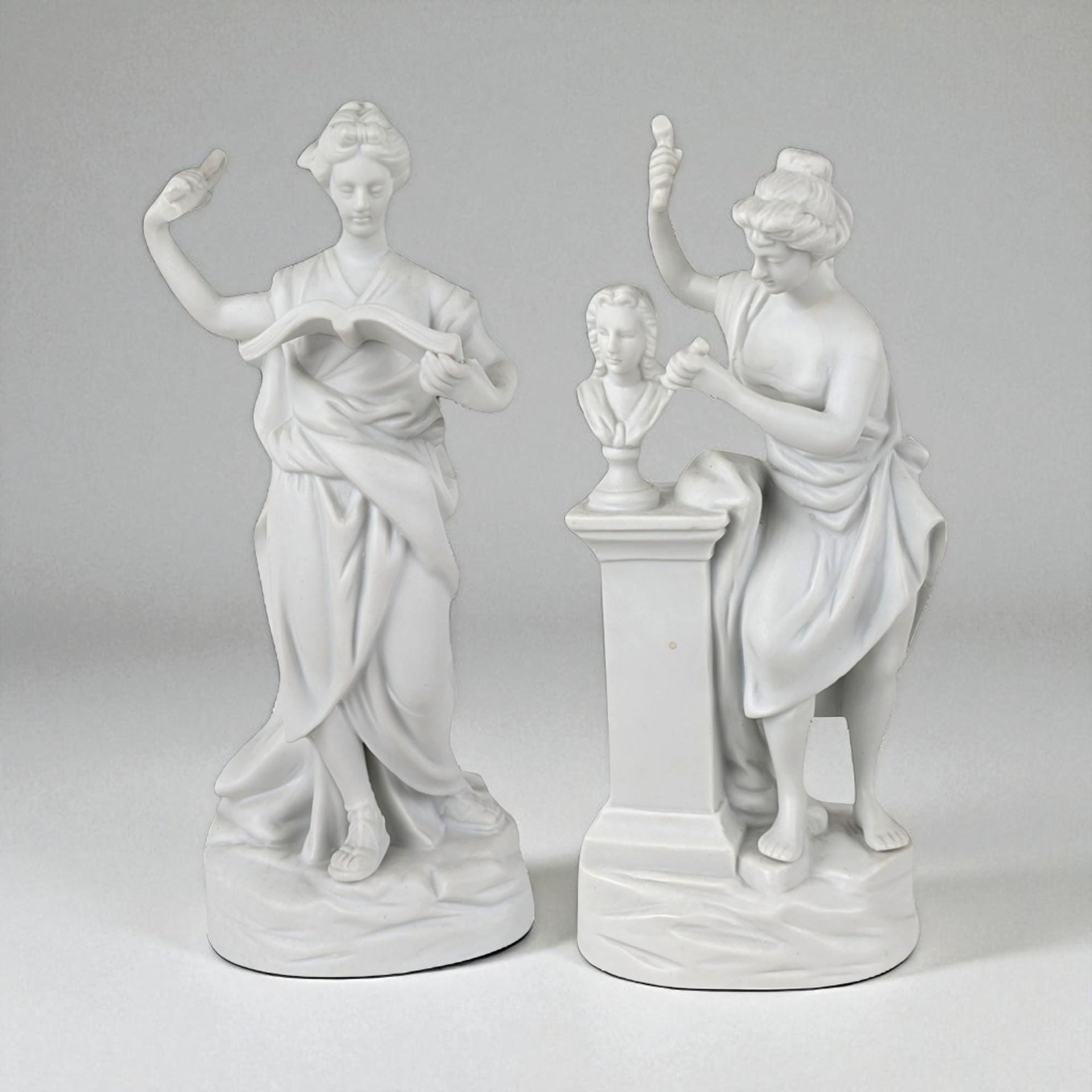 Vintage Andrea by Sadek Bisque Greek Muse Figurines, Memory & Artist Pair, 8.5" Elegant Home Decor, Gift for Art Lovers, Shelf Decor