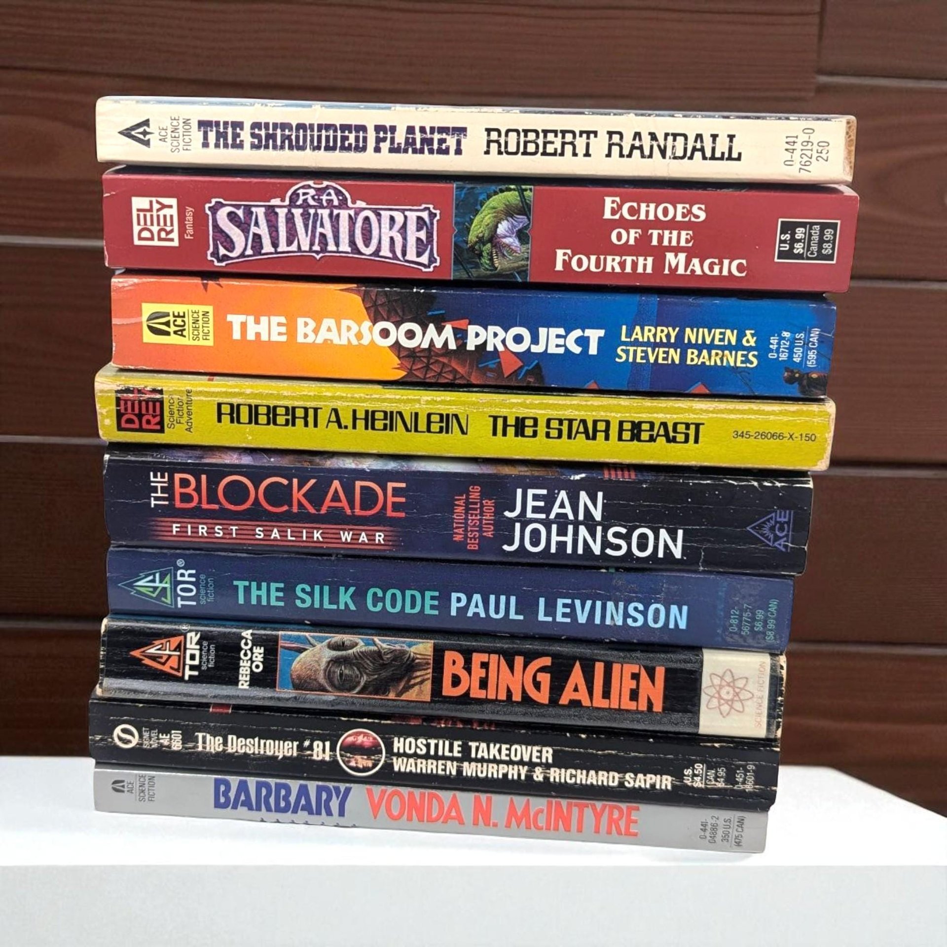 Vintage Sci Fi Fantasy Book Lot, Heinlein Niven Salvatore, Paperback Book Bundle, 80s 90s Science Fiction, Bookworm Gift, Instant Library