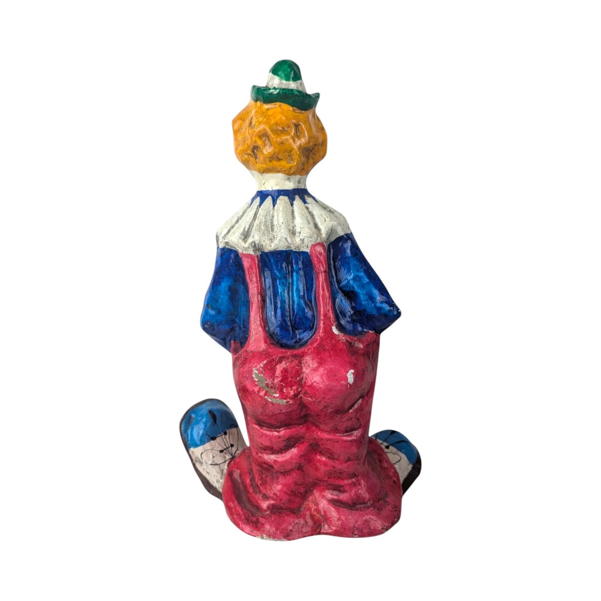Vintage Paper Mache Clown Figurine, 12 Inch Clown, Handmade Clown, Collectible Clown, Circus Decor, Whimsical Decor