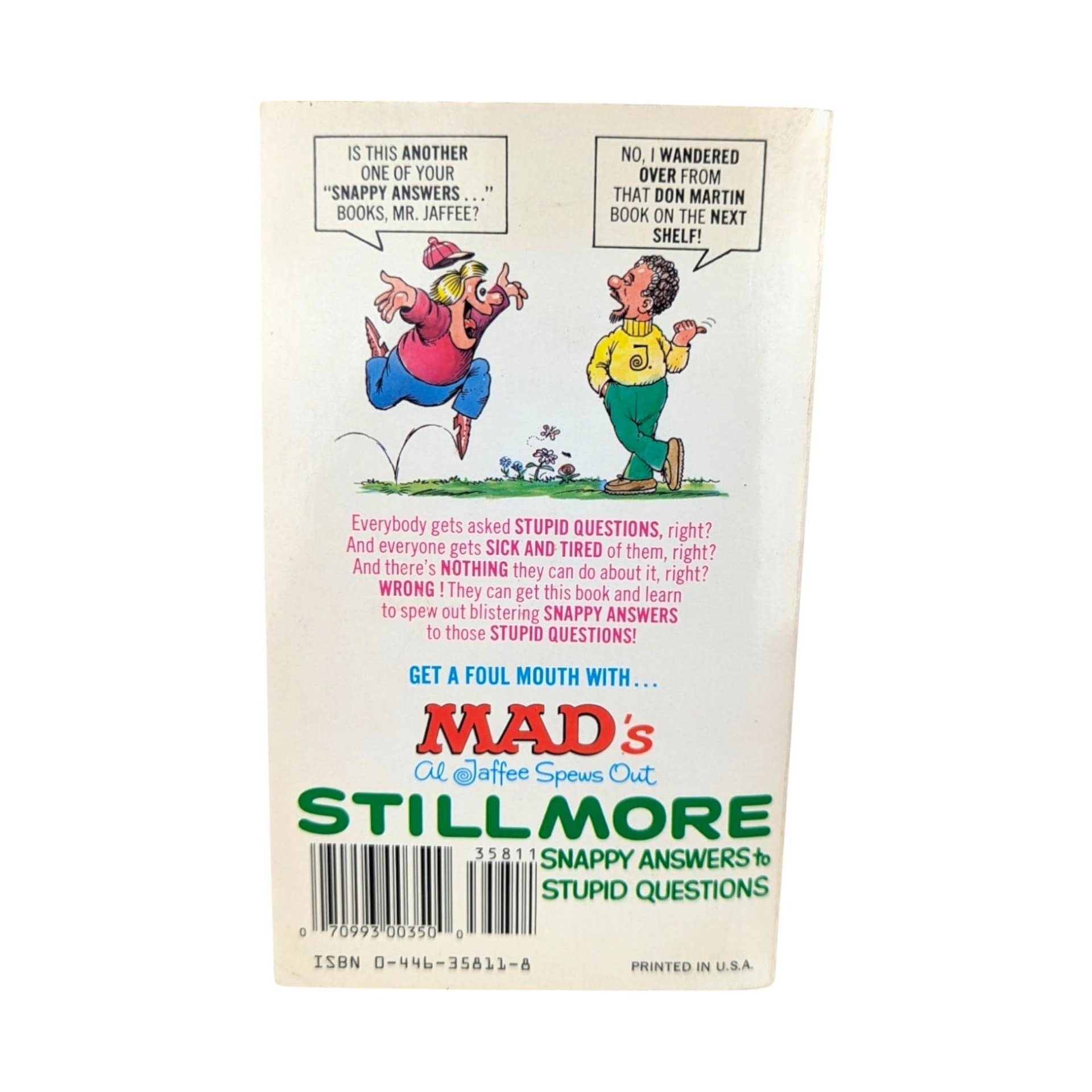 Mad Magazine, Al Jaffee, Snappy Answers to Stupid Questions, Humor Book, 1988, Paperback Book, Collectible Book, Gag Gift, Stocking Stuffer
