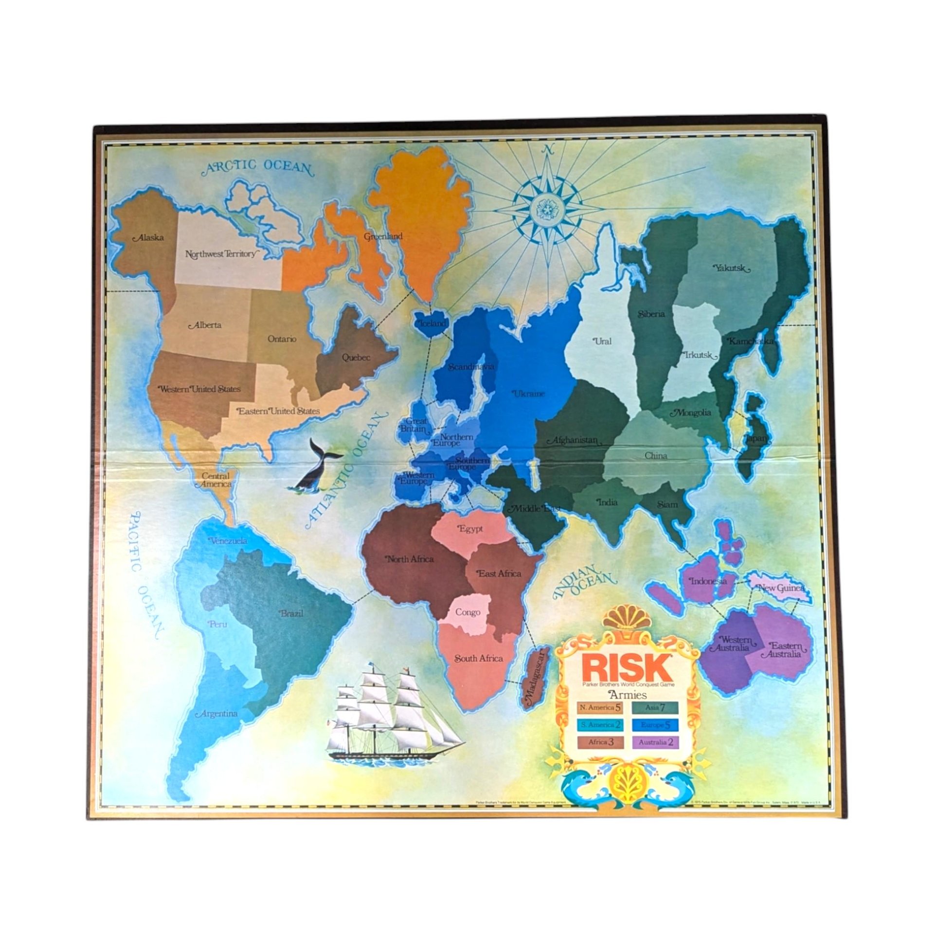 1975 Parker Brothers Risk Game, Vintage Board Game, Complete, Strategy Game, World Conquest Game, Collectible Board Game