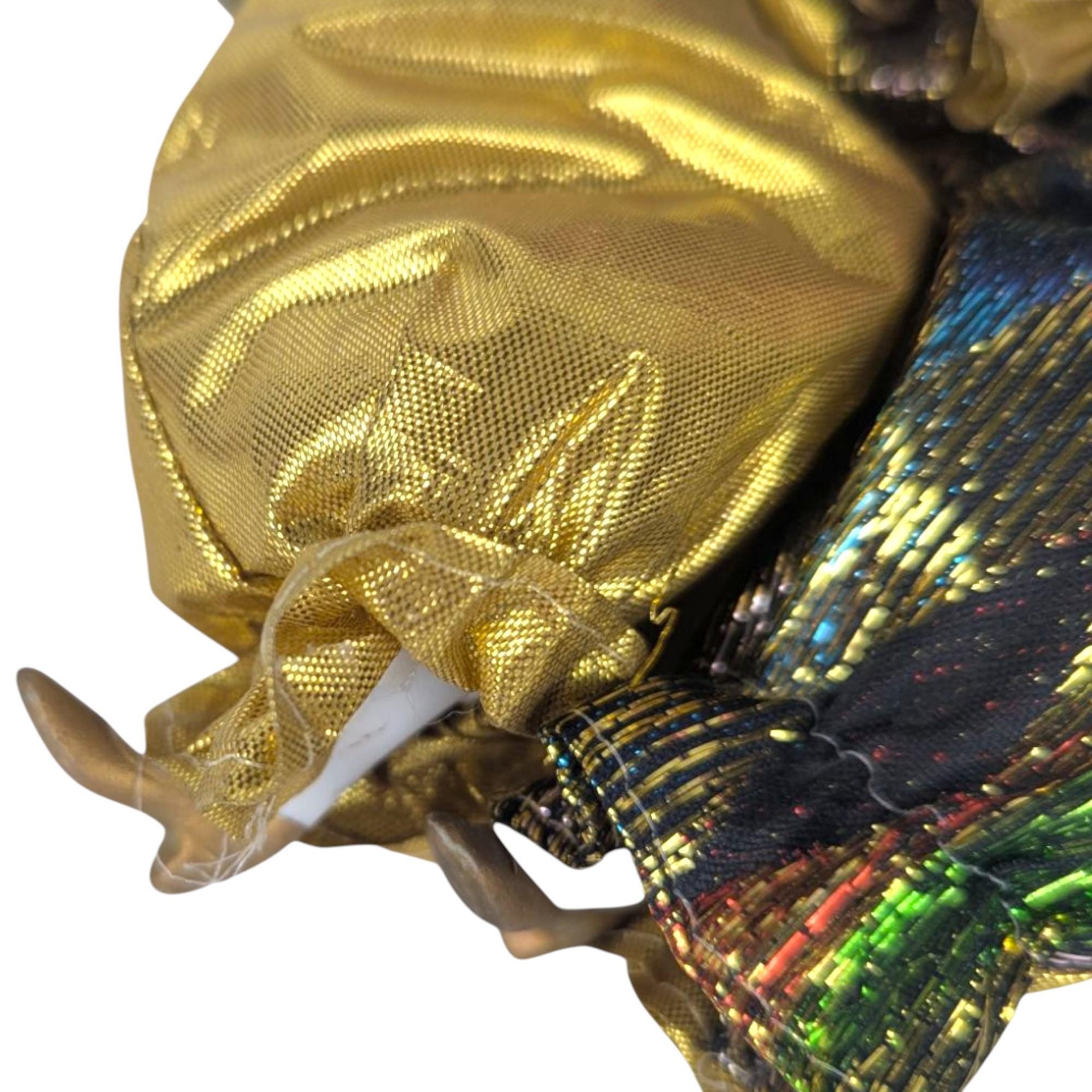 Vintage Gold Purple Jester Doll, Small Harlequin Figurine, Elegant Clown Decor