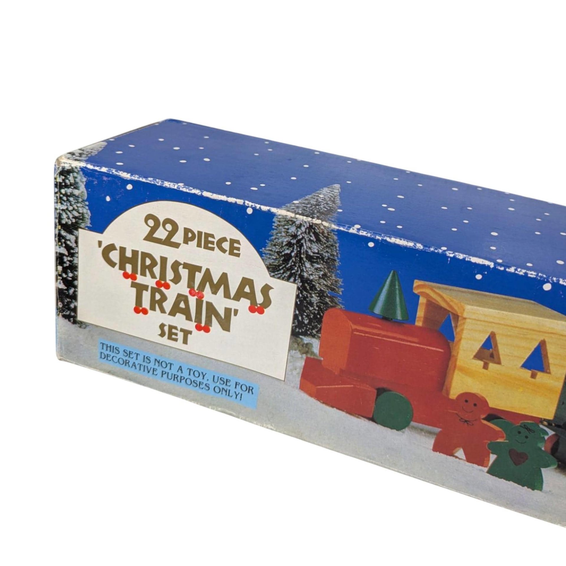 1994 Handpainted All Wood Christmas Train Set 22 Piece Holiday Decor