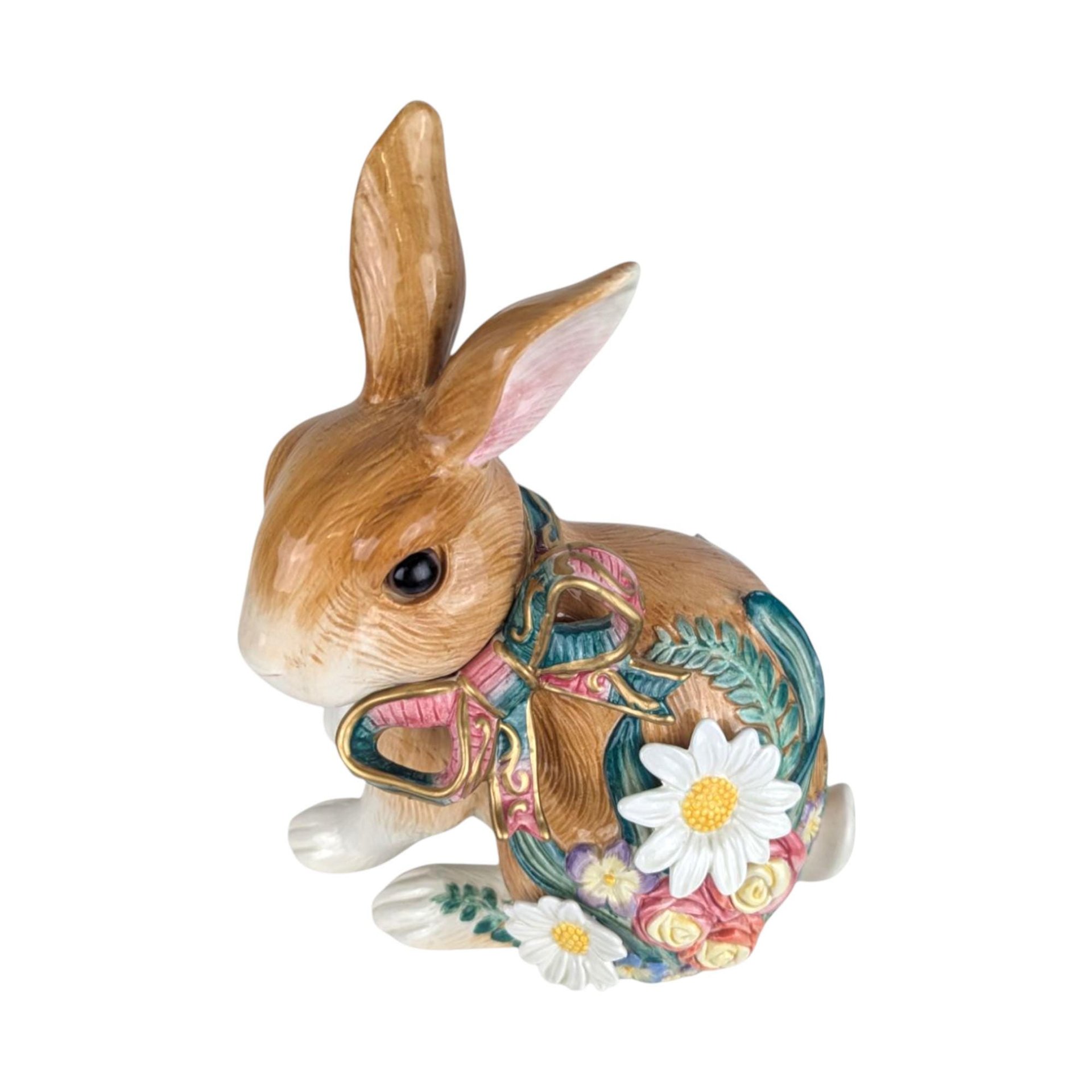 Vintage Fitz and Floyd Bunny Figurine: Woodland Spring Easter Decor