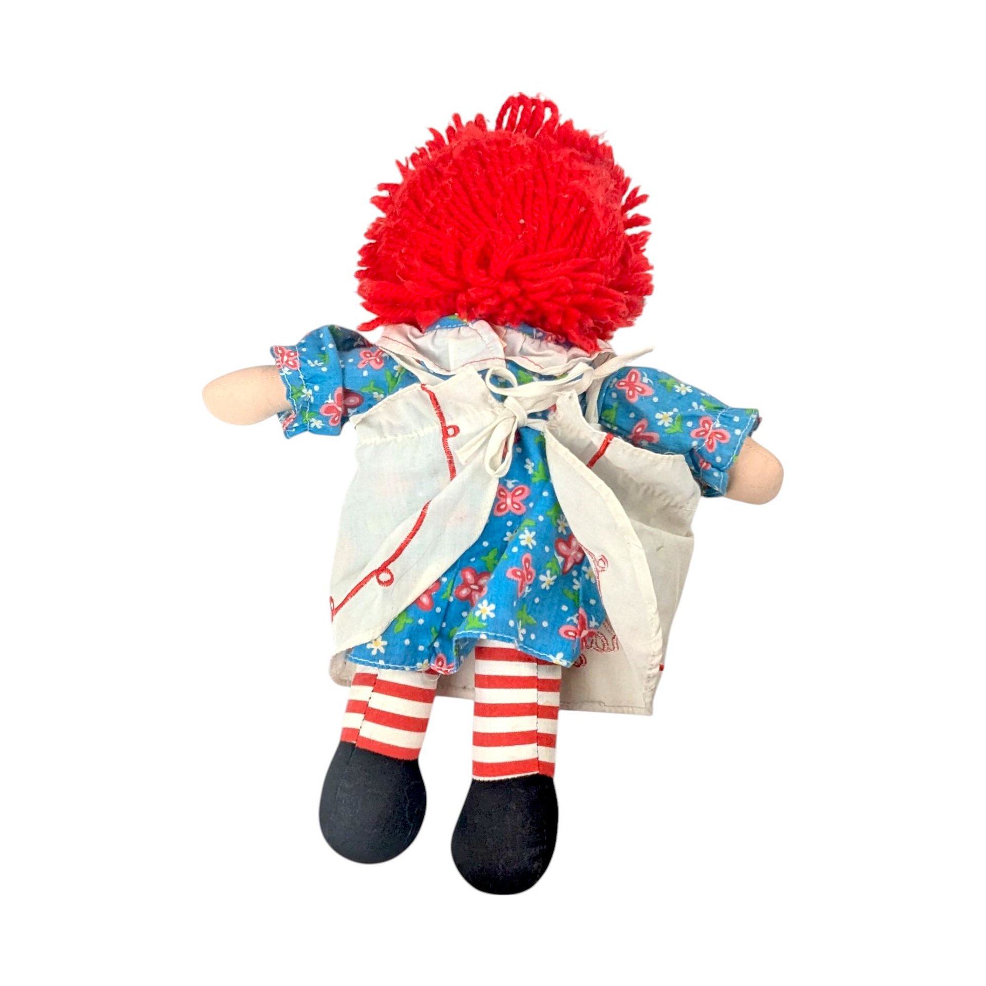 Vintage Applause Raggedy Ann Doll 12 Inch, Classic Cloth Rag Doll with Yarn Hair, Collectible Nursery Toy, Farmhouse Nursery Decor