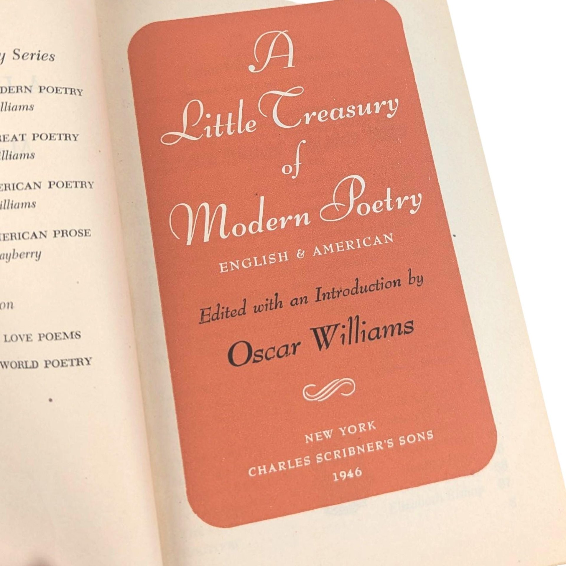 Vintage 1946 A Little Treasury of Modern Poetry, Oscar Williams Hardcover, 20th Century Poems Anthology, Classic Scribner's Book Decor