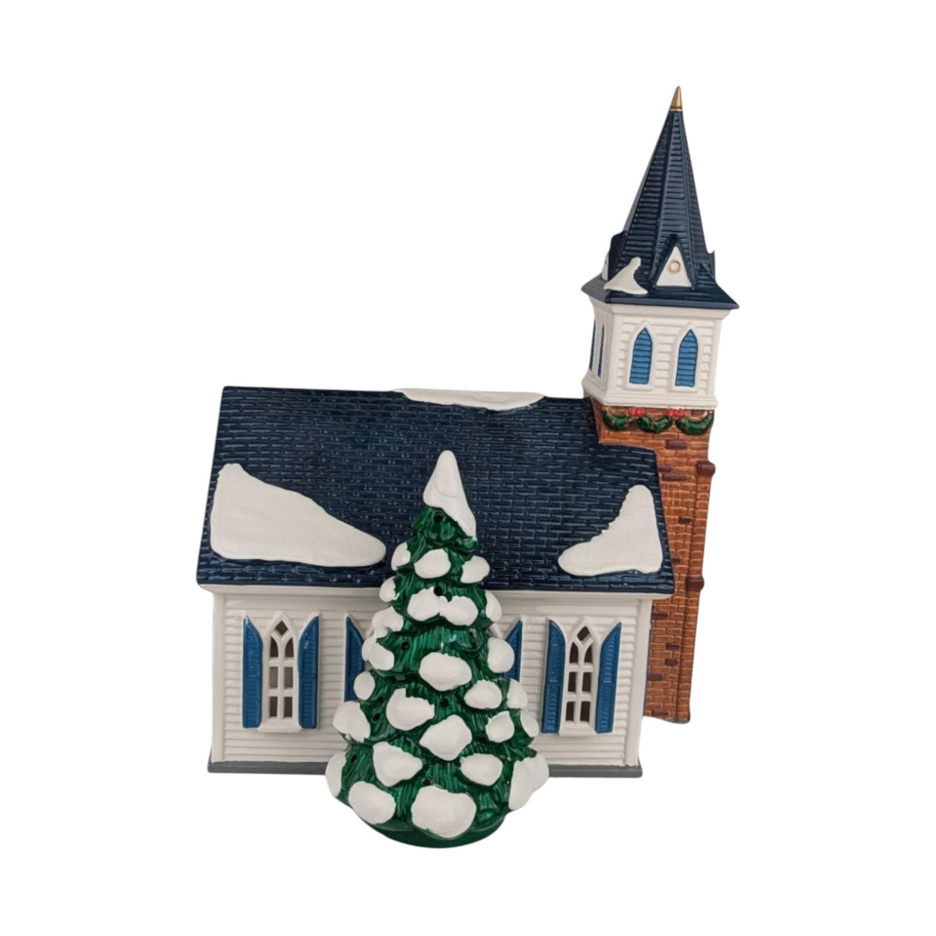 1999 Dept 56 Snow Village Wedding Chapel, Porcelain Lighted Collectible, Holiday Village