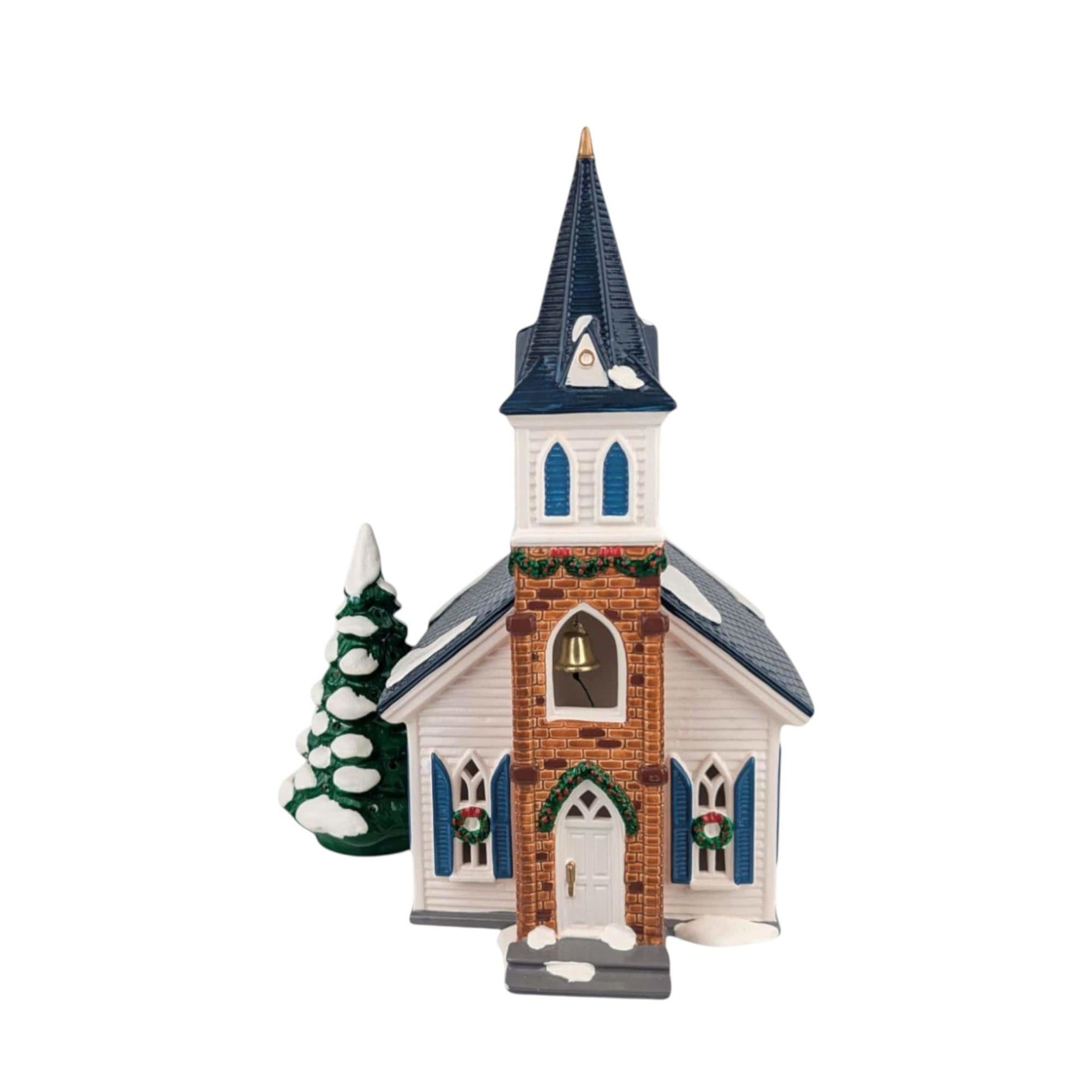 1999 Dept 56 Snow Village Wedding Chapel, Porcelain Lighted Collectible, Holiday Village
