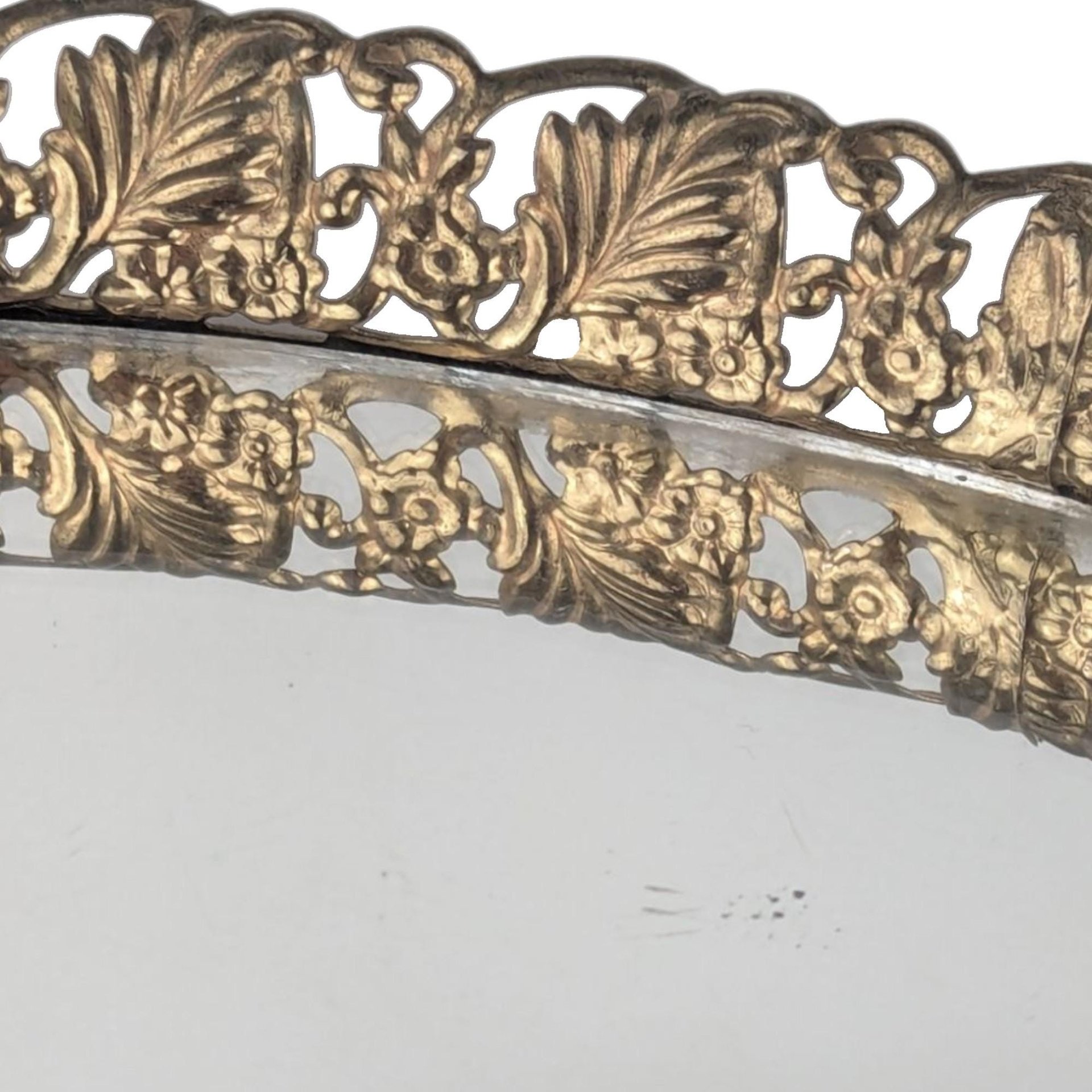 Vintage Oval Filigree Vanity Mirror Tray, Decorative Dresser Tray, Perfume Display, Gift for Her