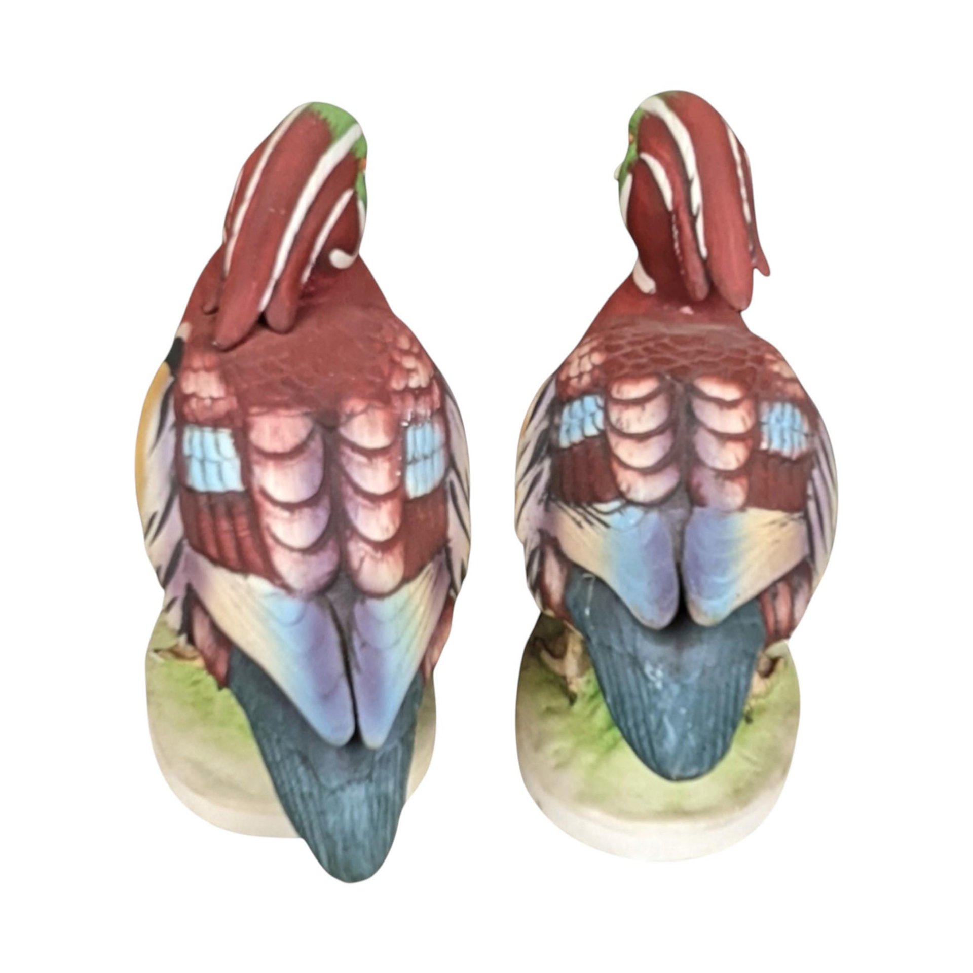 Vintage Lefton Ceramic Wood Ducks, Male & Female Pair, KW 139A/KW 139B, Hand-Painted, Collectible Figurines, Bird Decor