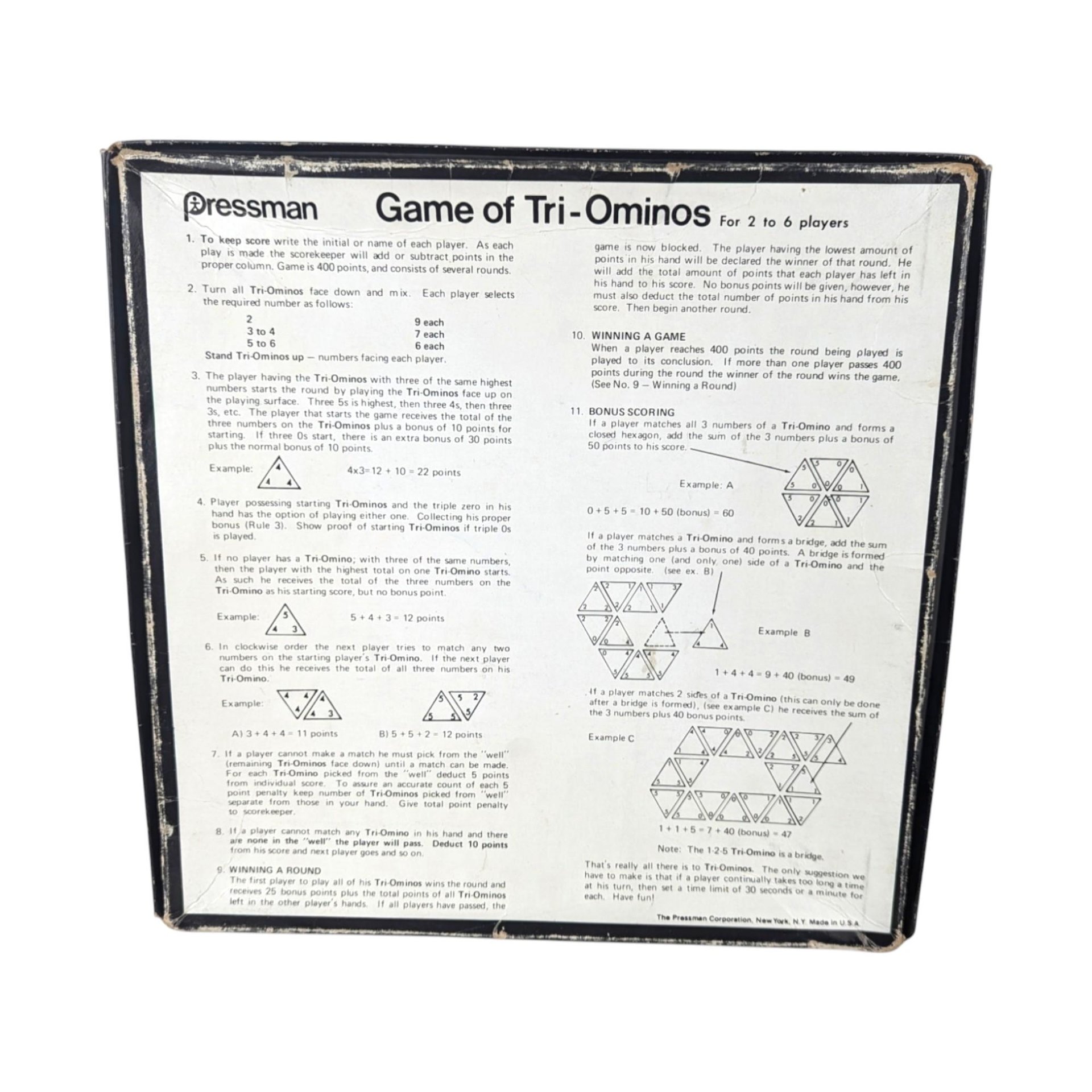 Vintage Tri-Ominos Game, The Triangle Game by Pressman, Complete with Instructions, Strategy Game, Family Game Night
