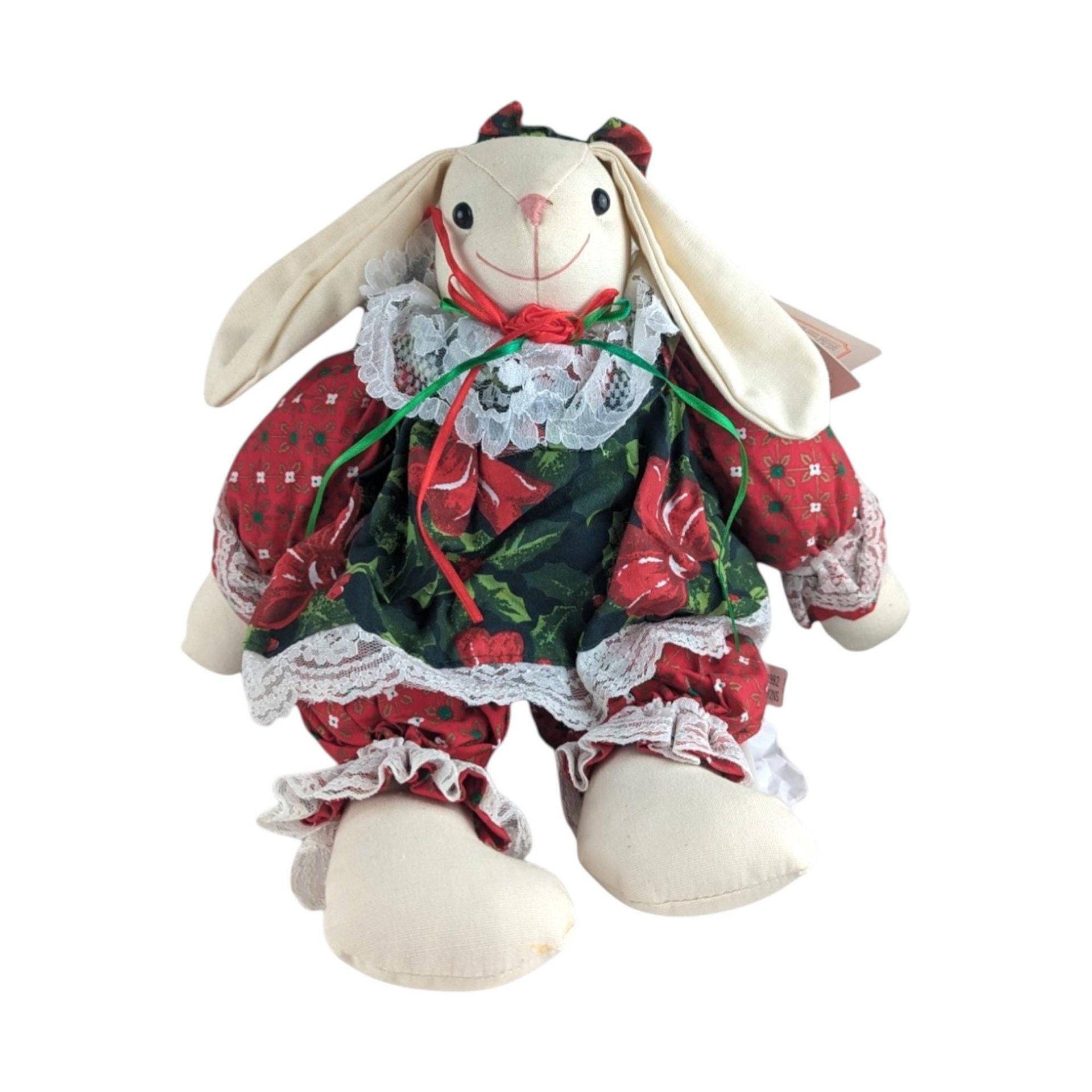 Ganz Heritage Plush Bunny Pair: Vintage Christmas Rabbit Stuffed Animals