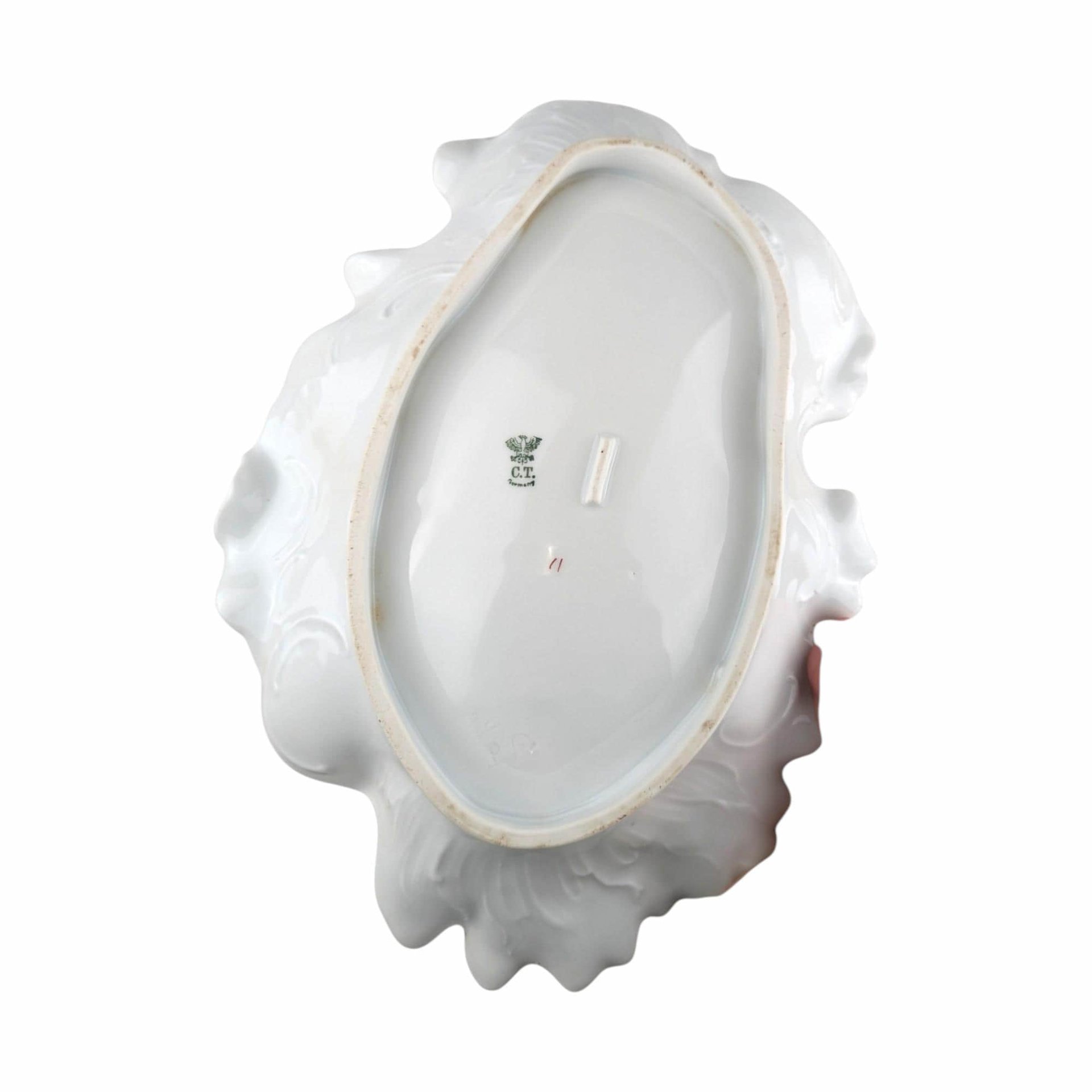 Antique Floral Serving Bowl by Carl Tielsch: German Porcelain with Gold Trim Decor