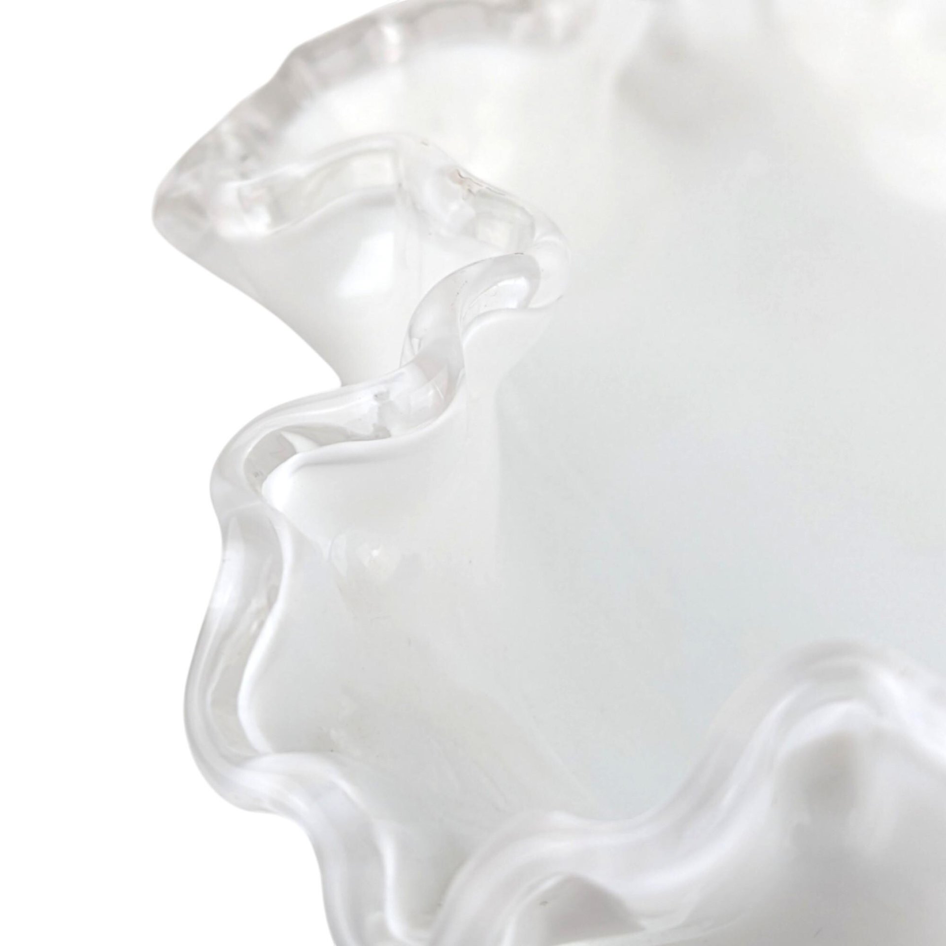 Vintage Fenton Silvercrest Milk Glass Ruffled Candy Dish