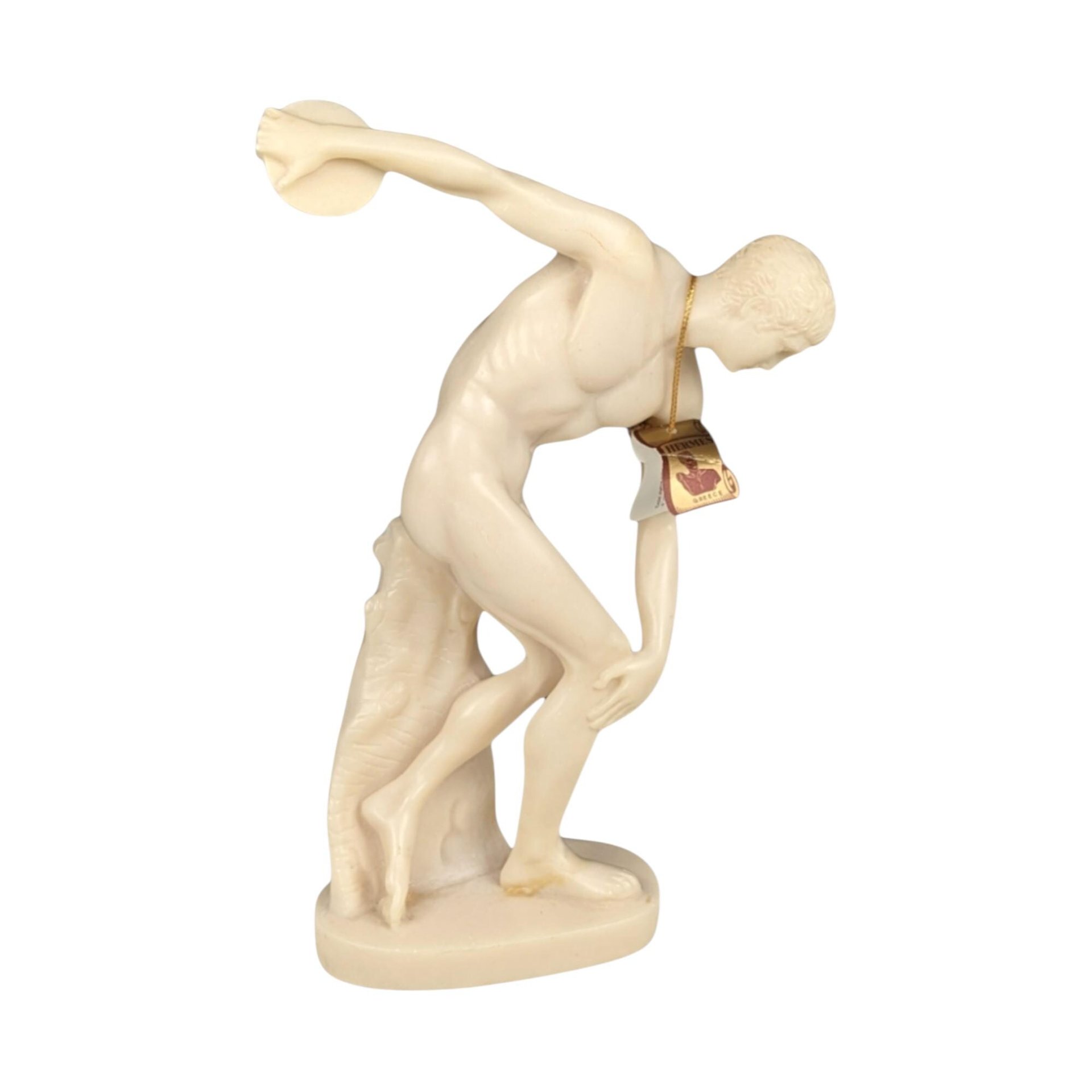 Vintage Discobolus Statue: Classical Greek Discus Thrower Sculpture