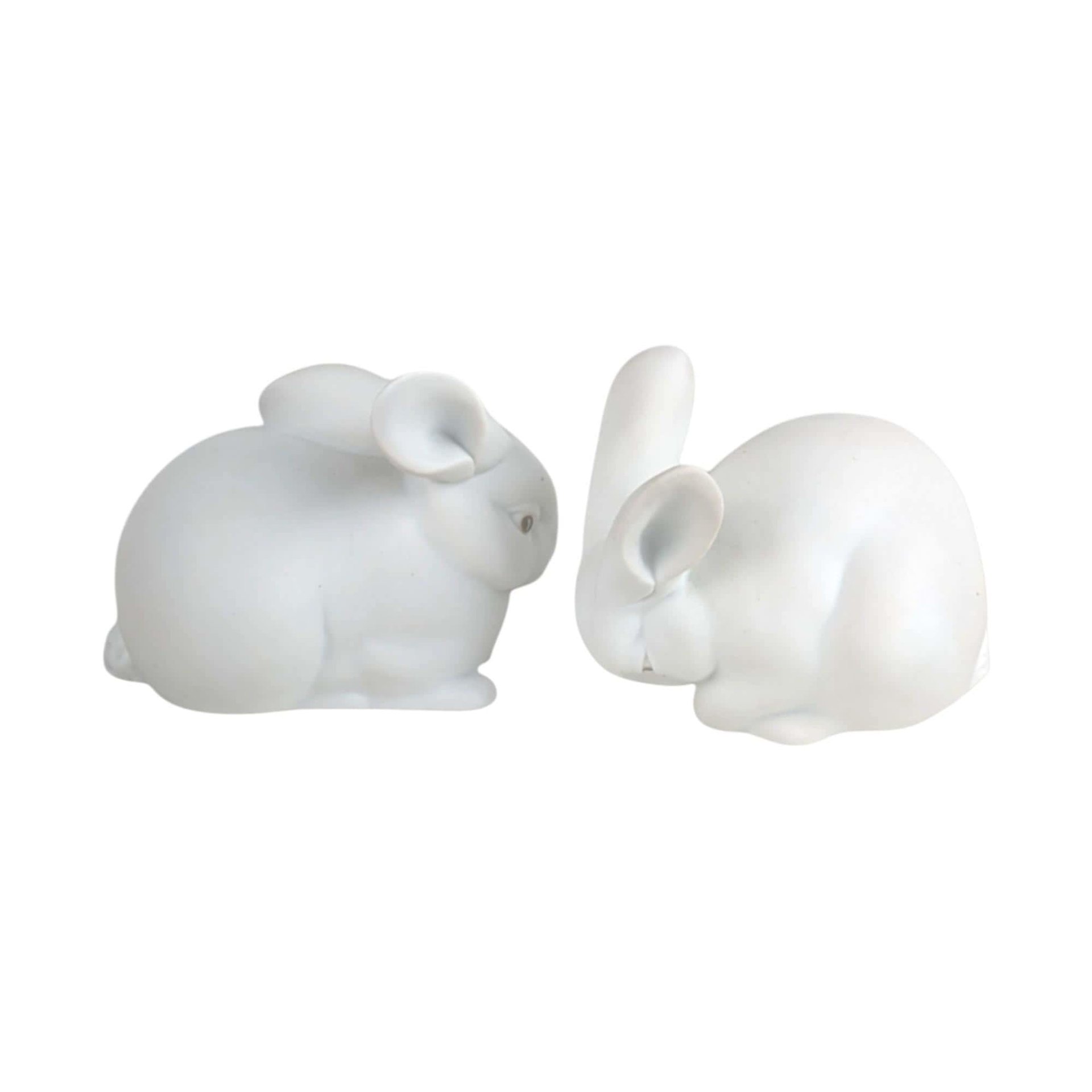 Dept 56 White Bunny Pair: Vintage Porcelain Rabbit Figurines for Easter Decor