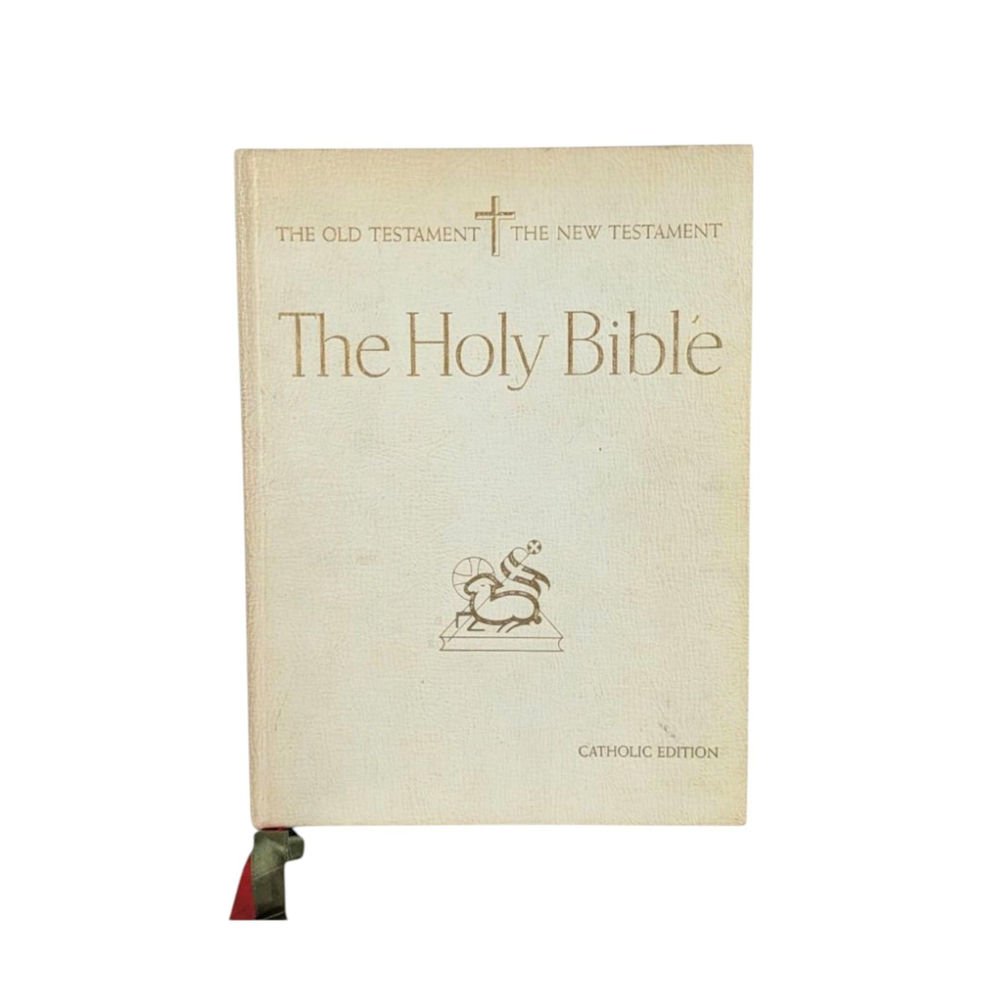 Vintage 1960 Catholic Holy Bible: Illustrated Old & New Testament