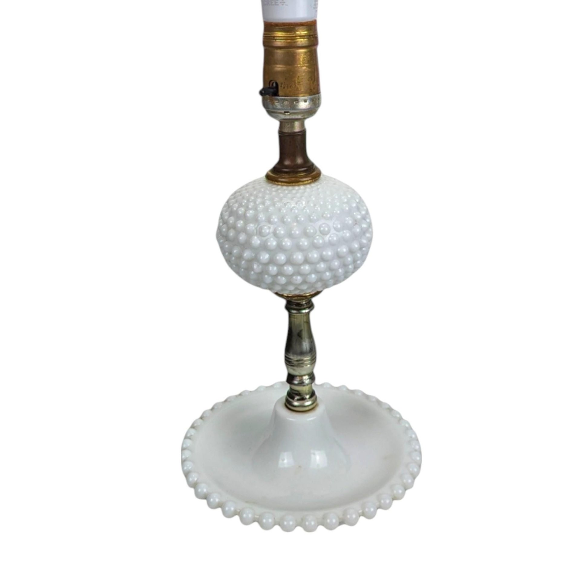 Vintage Milk Glass Hobnail Lamp, 11.5", White Glass Table Lamp, Retro Home Decor, Bedside Lamp, Vanity Lamp, Unique Gift