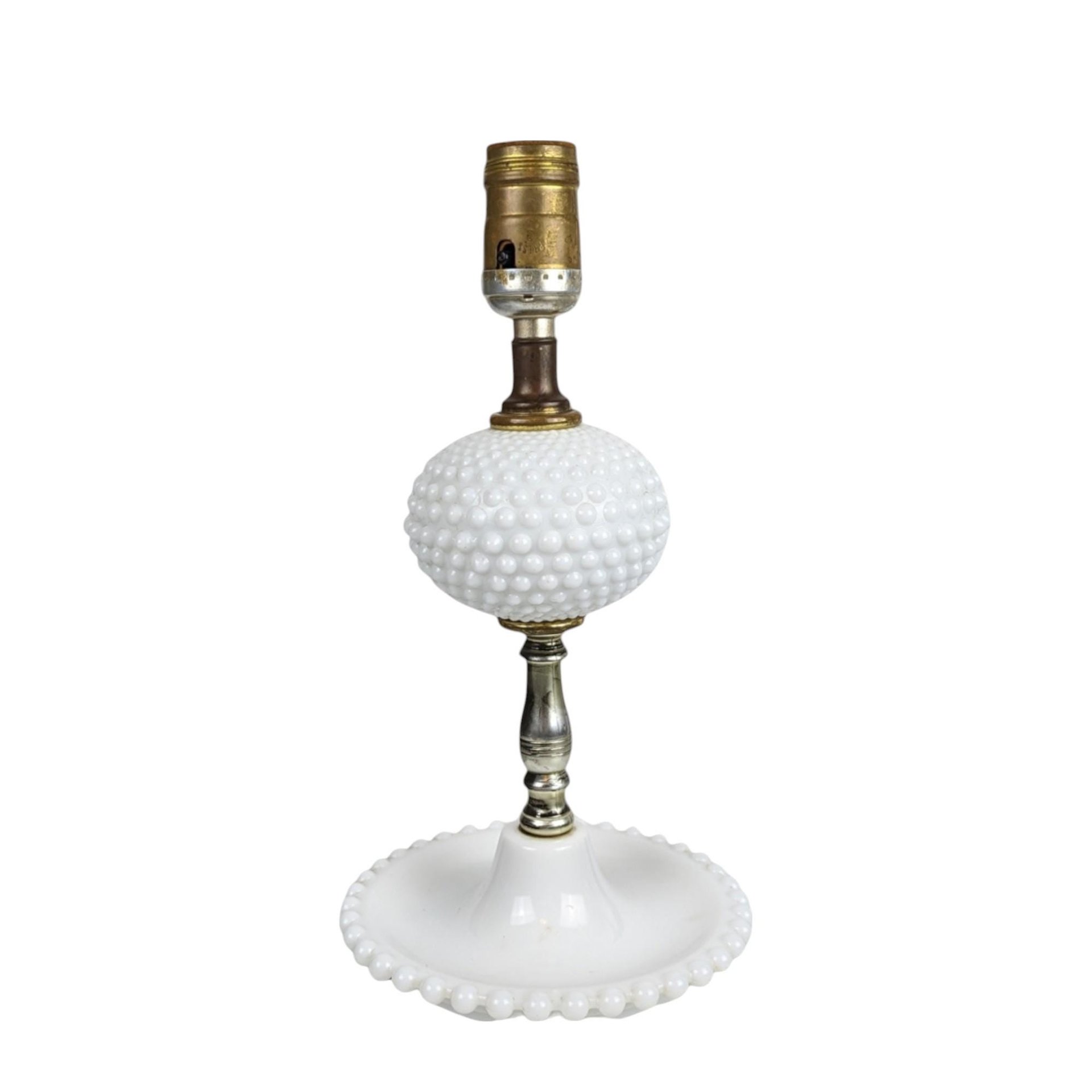 Vintage Milk Glass Hobnail Lamp, 11.5", White Glass Table Lamp, Retro Home Decor, Bedside Lamp, Vanity Lamp, Unique Gift