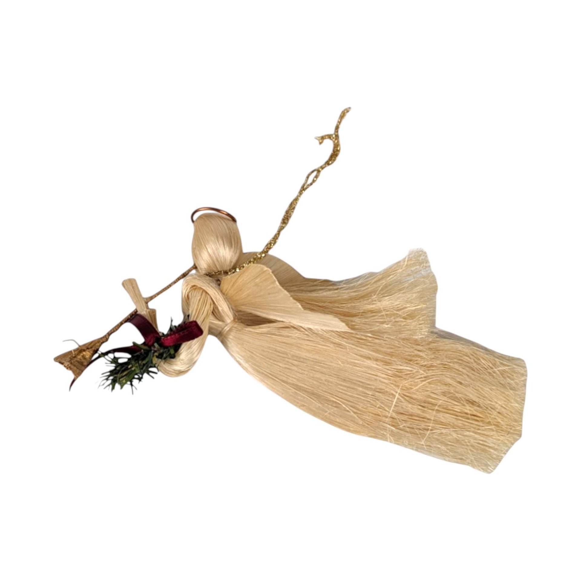 Vintage Fiber Angel Ornaments - Handmade Lace & Straw Christmas Decor