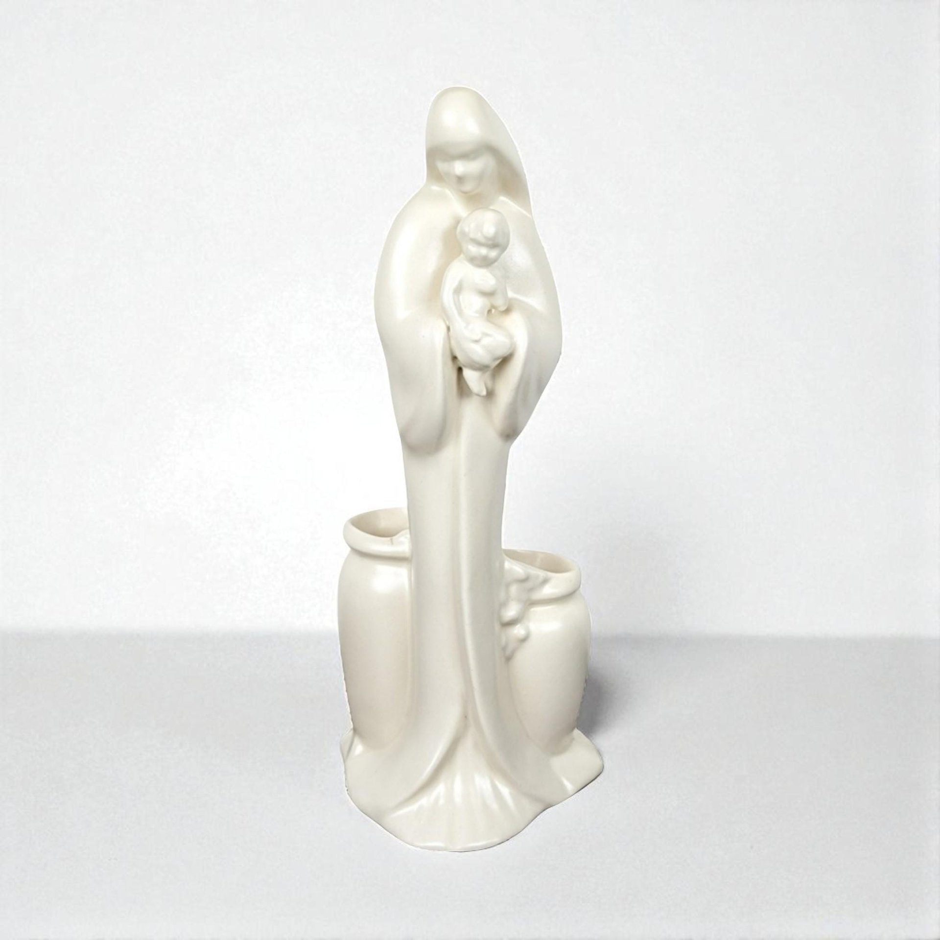 Vintage Haeger Pottery Madonna with Child Planter, White Ceramic Planter, Religious Figurine, Mid-Century Modern Decor
