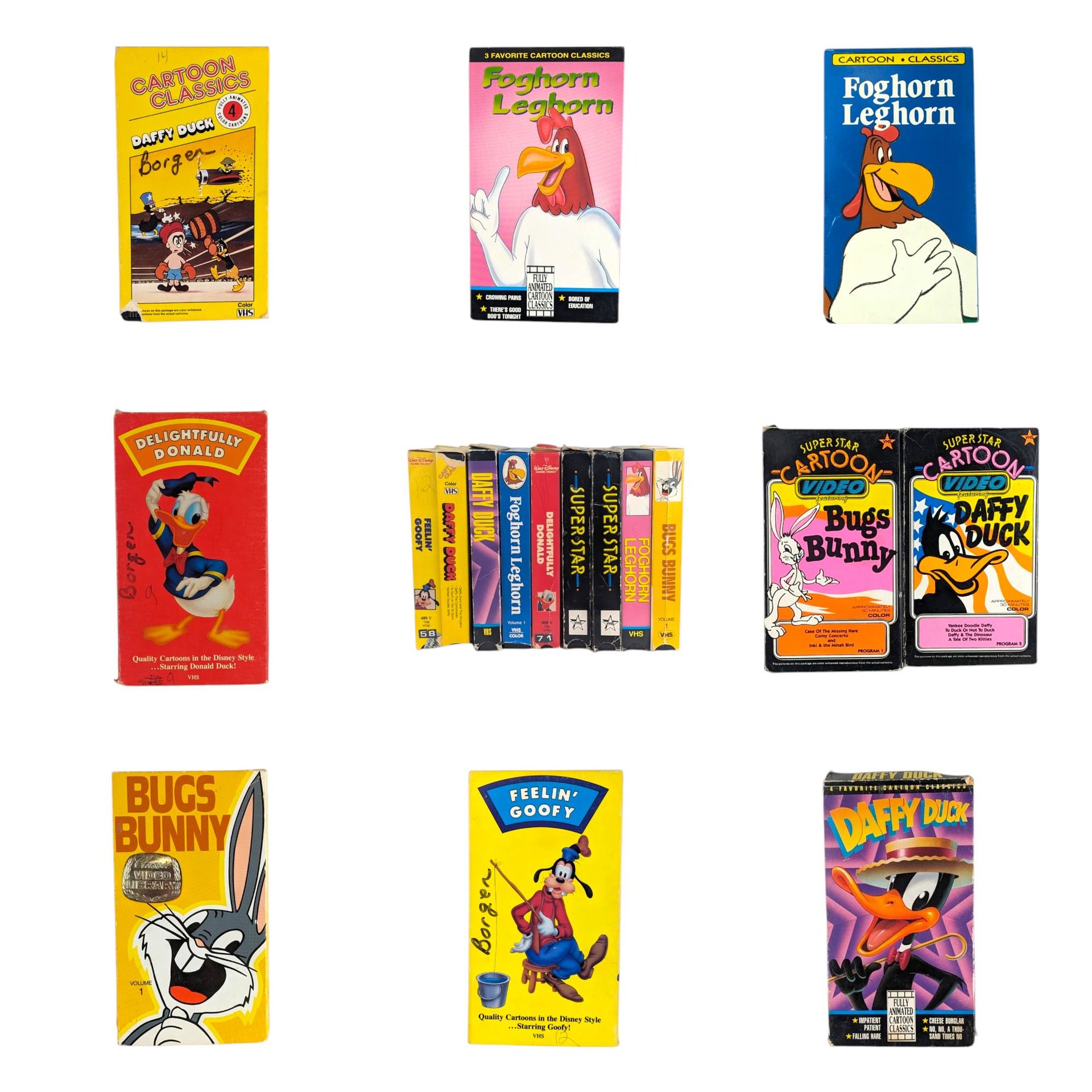 Vintage Cartoon VHS Lot, Disney, Looney Tunes, Bugs Bunny, Daffy Duck, Foghorn Leghorn, Goofy, Classic Animation, Collectible VHS
