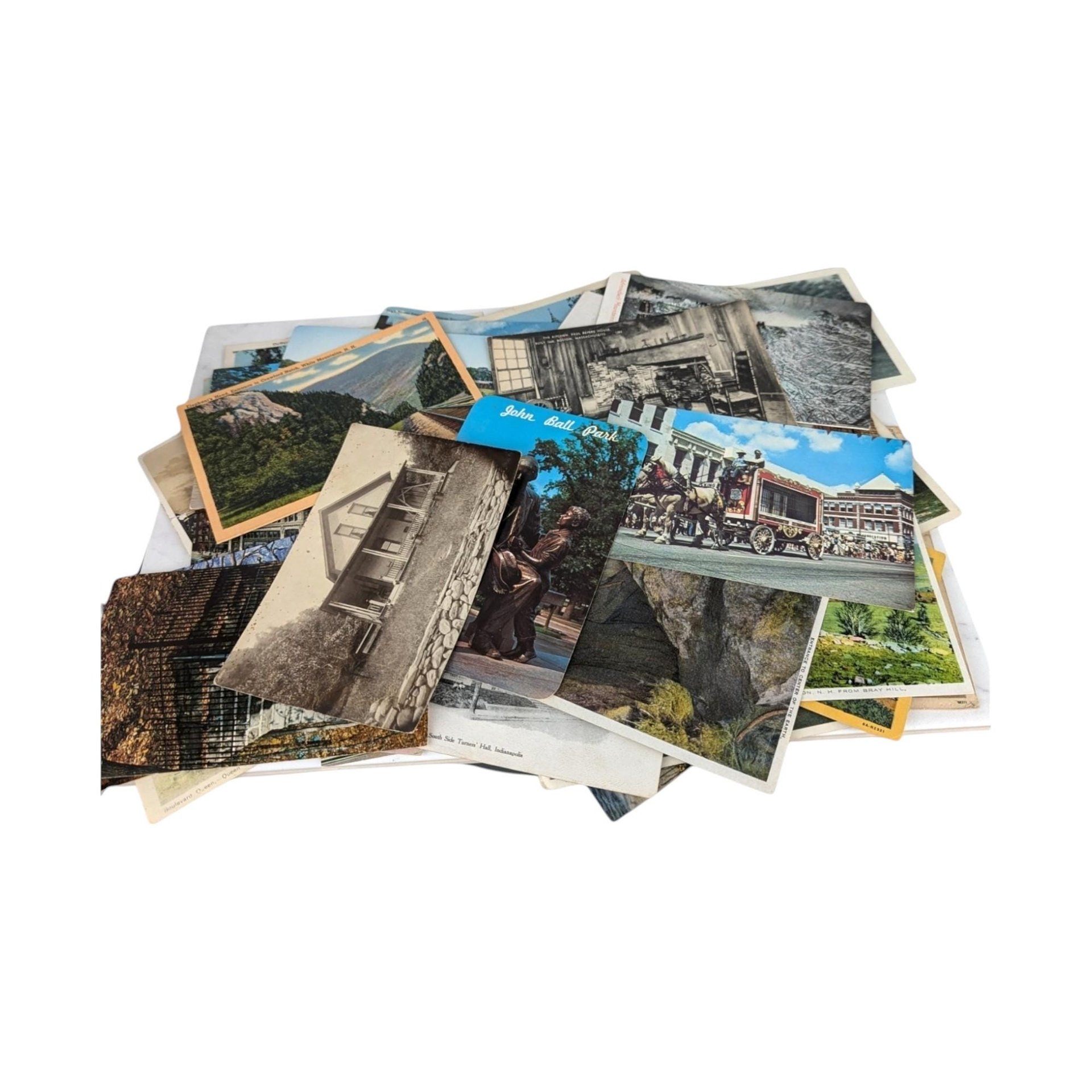 Grab Bag of 40 Vintage Postcards, Assorted Locations, Travel Memories, Ephemera Lot, Postcard Collection, Junk Journal, Mixed Postcards