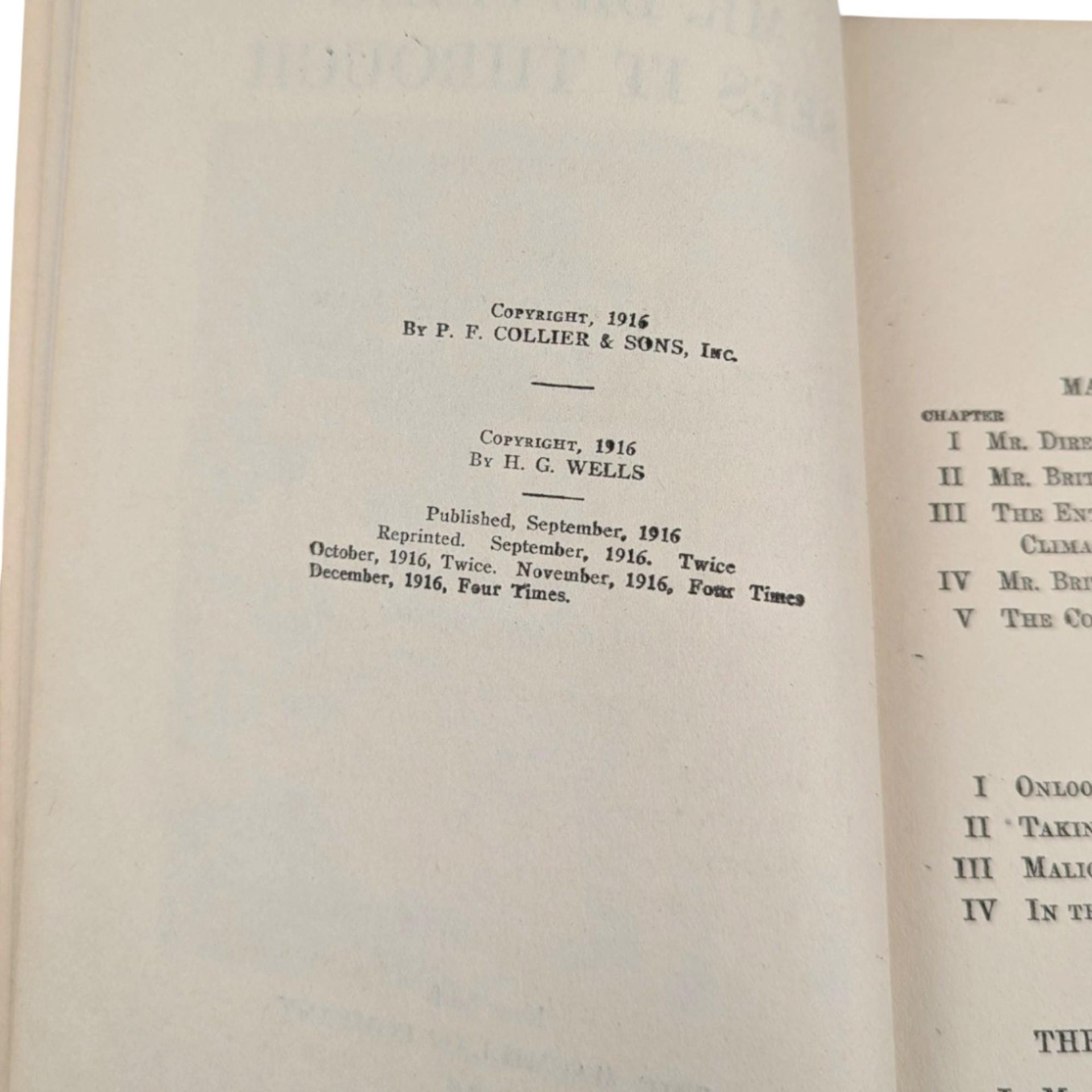 1916 Antique Wartime Novel, Mr. Britling Sees It Through, H.G. Wells, WWI Era Literature, Vintage Hardcover, The Macmillan Company