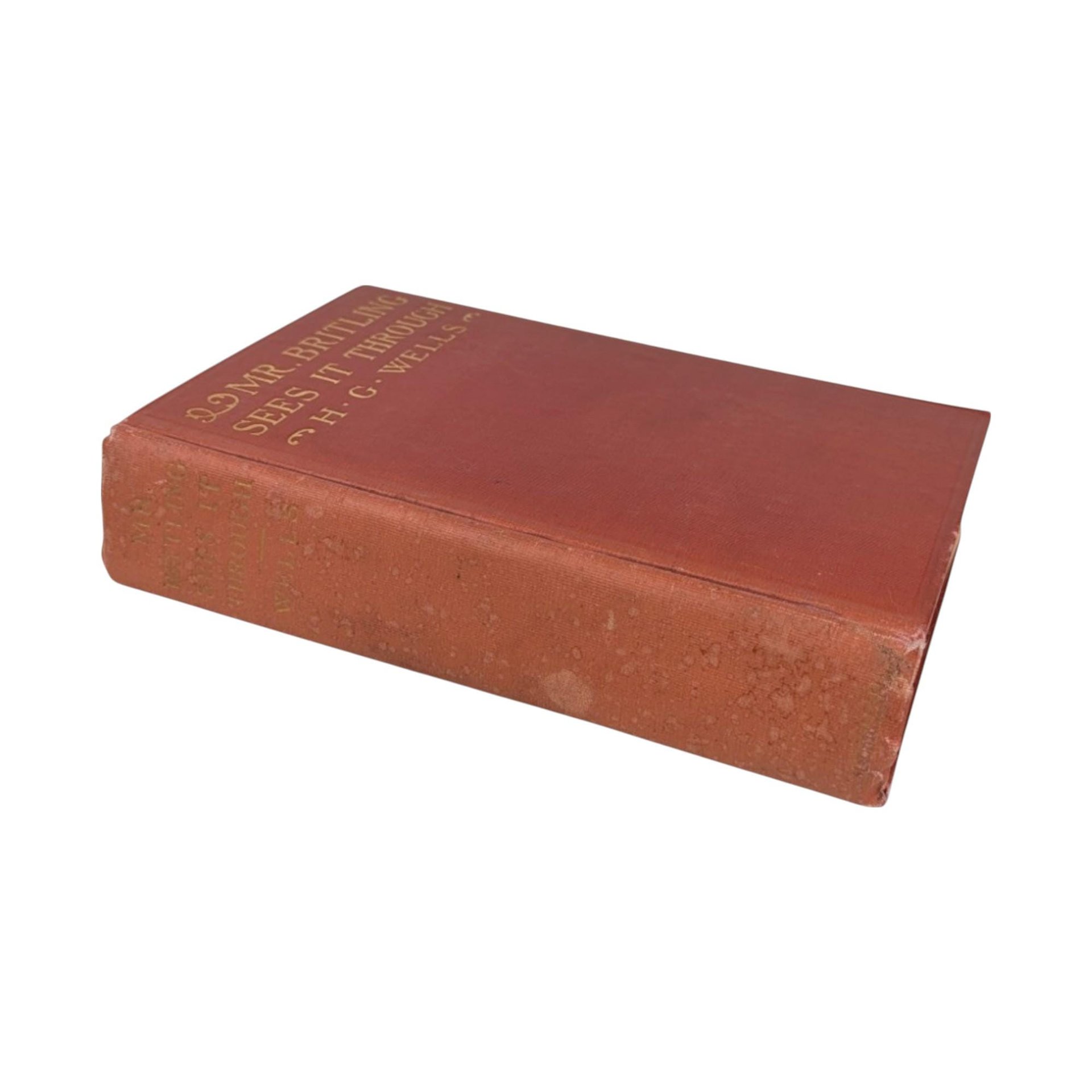 1916 Antique Wartime Novel, Mr. Britling Sees It Through, H.G. Wells, WWI Era Literature, Vintage Hardcover, The Macmillan Company