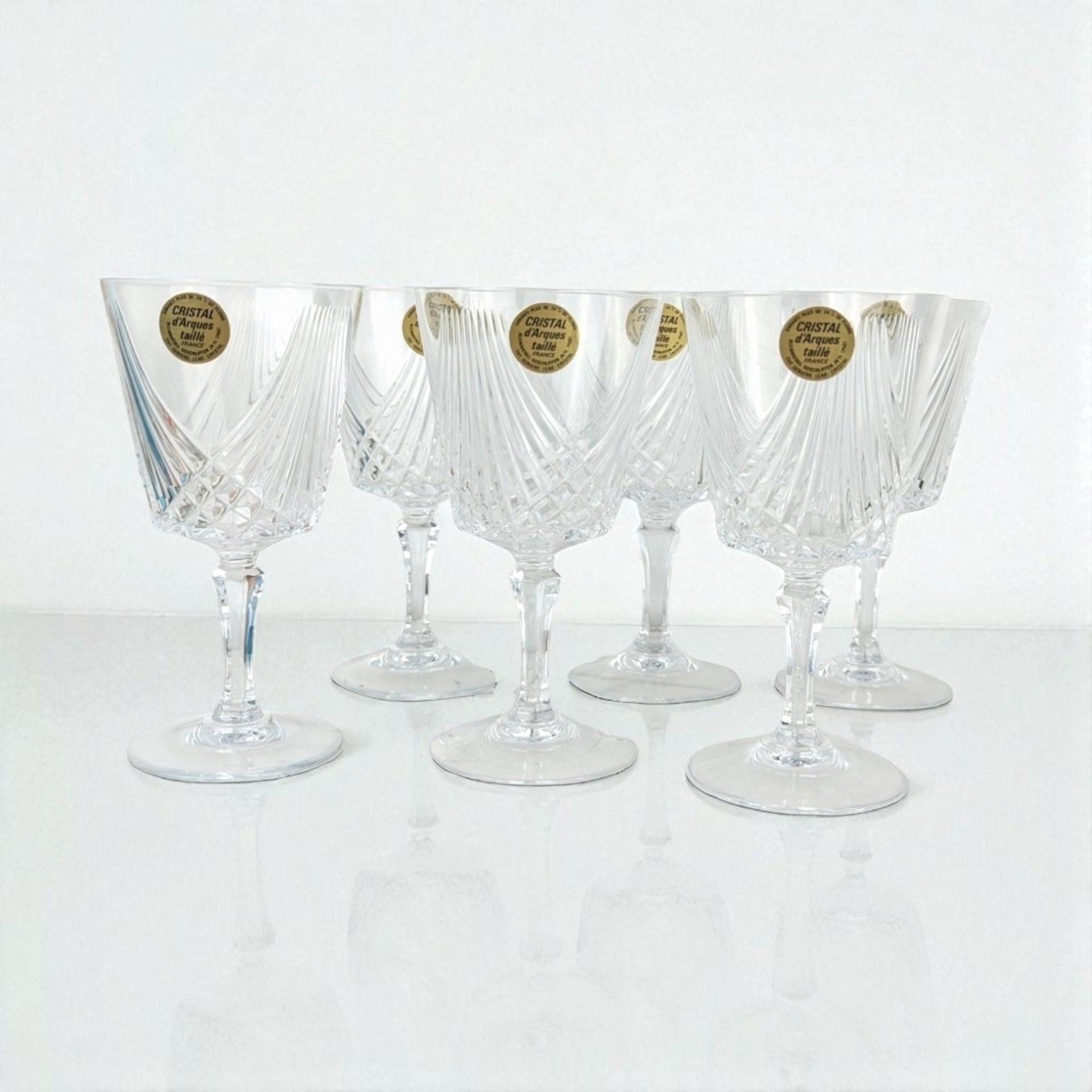 Vintage Crystal D'Arques Water Goblets, Set of 6, Taille Combourg, 25.5cl, French Crystal Glasses, Elegant Tableware, Gift for Entertaining