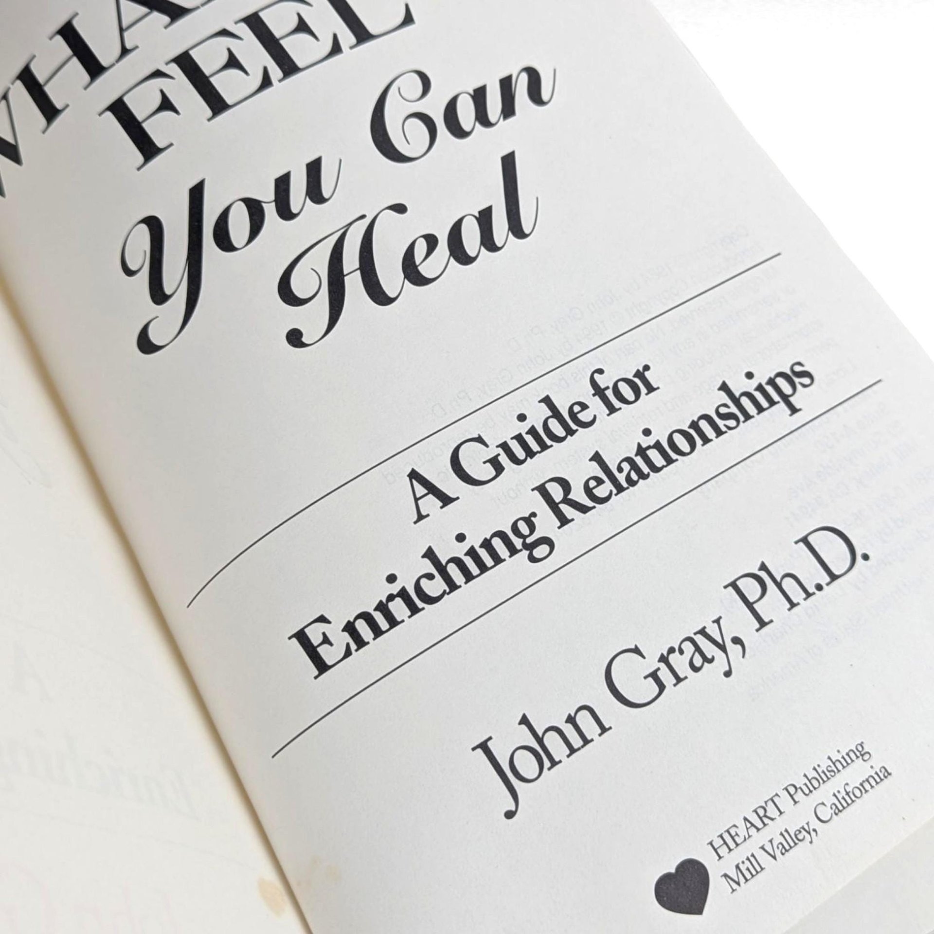 1984 John Gray "What You Feel You Can Heal" Softcover Book, Relationship Guide, Heart Publishing