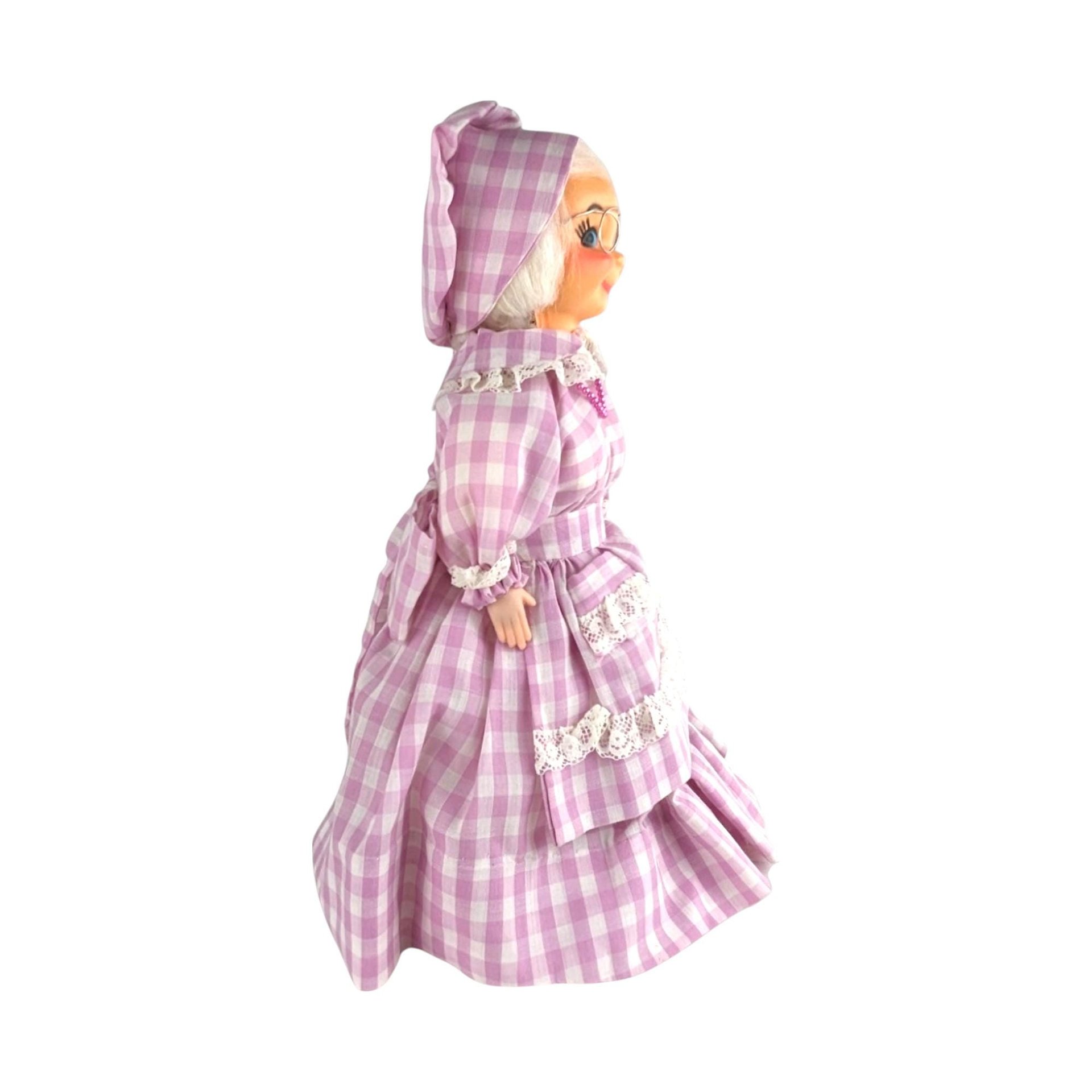 Vintage Handmade Soap Bottle Granny Doll with Glasses - 12" Folk Art Doll - Unique Gift - Whimsical Home Decor