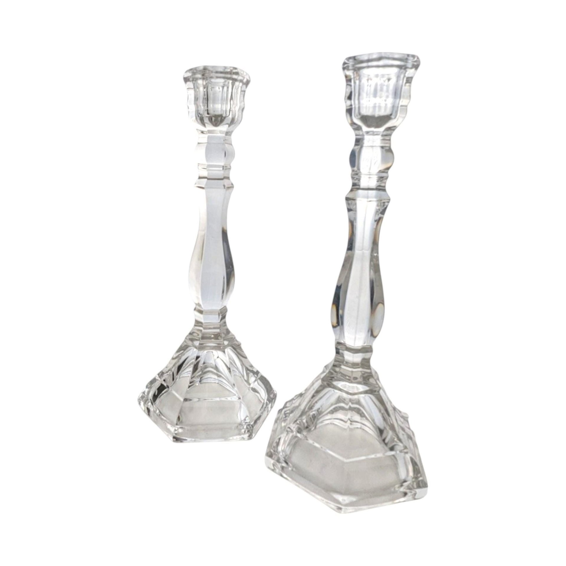 Vintage Tiffany & Co. Crystal Hampton Candlesticks | Pair of Crystal Candle Holders | Elegant Home Decor | Wedding Gift | Anniversary Gift