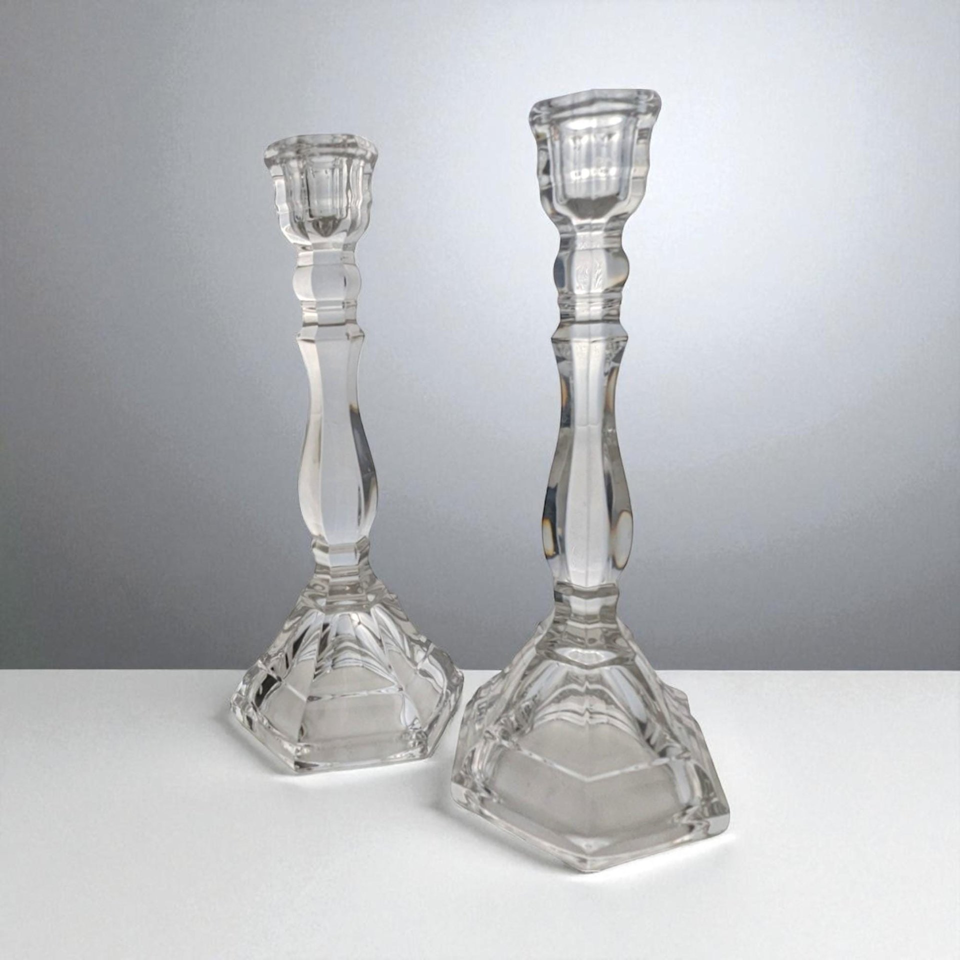 Vintage Tiffany & Co. Crystal Hampton Candlesticks | Pair of Crystal Candle Holders | Elegant Home Decor | Wedding Gift | Anniversary Gift