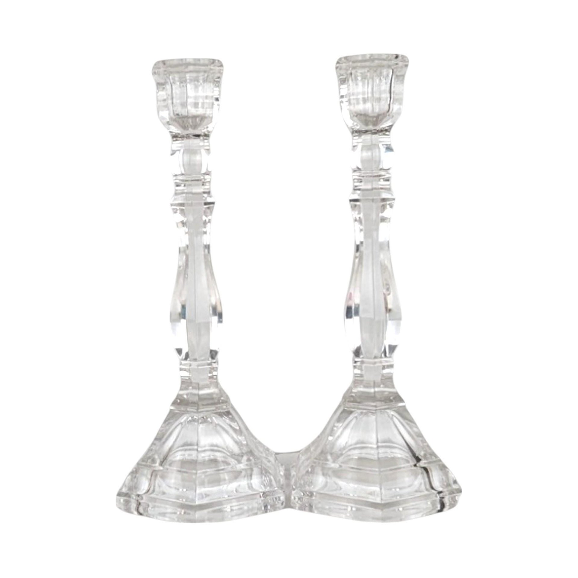 Vintage Tiffany & Co. Crystal Hampton Candlesticks | Pair of Crystal Candle Holders | Elegant Home Decor | Wedding Gift | Anniversary Gift