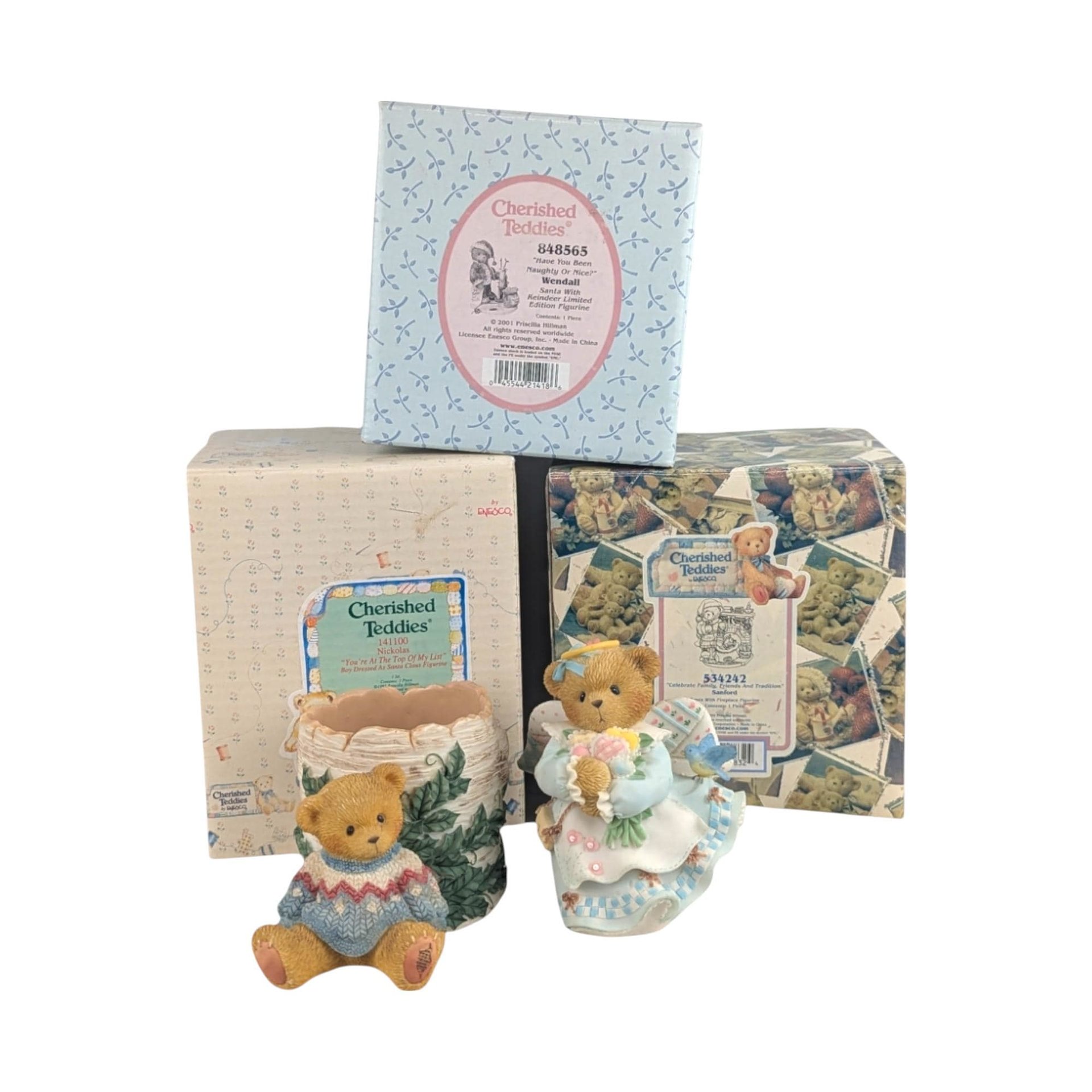Your Choice Vintage Cherished Teddies Figurine: 1990s Enesco Christmas Bear, Holiday Collectible