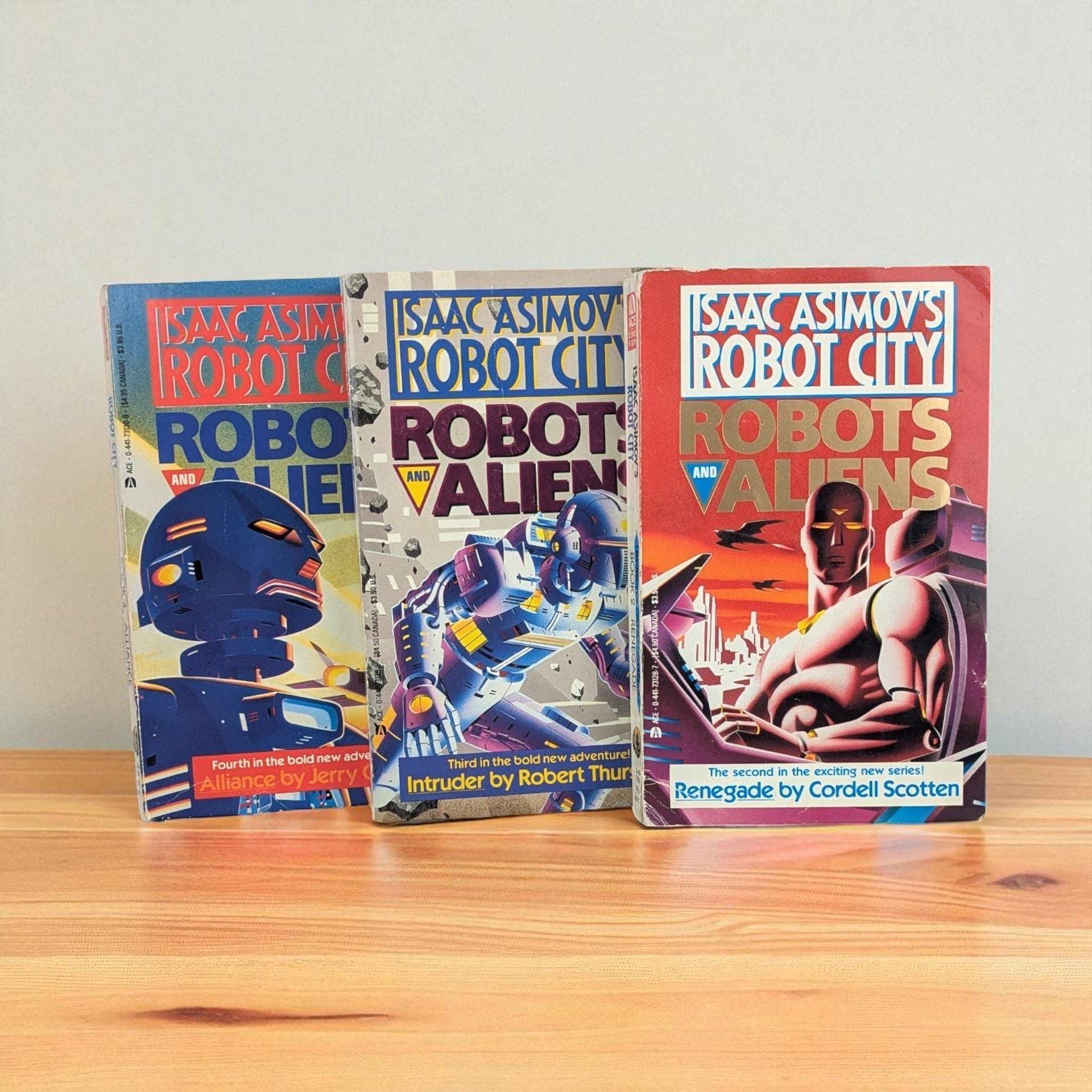 Vintage Asimov Robot City Book Lot: 80s Sci-Fi Paperbacks