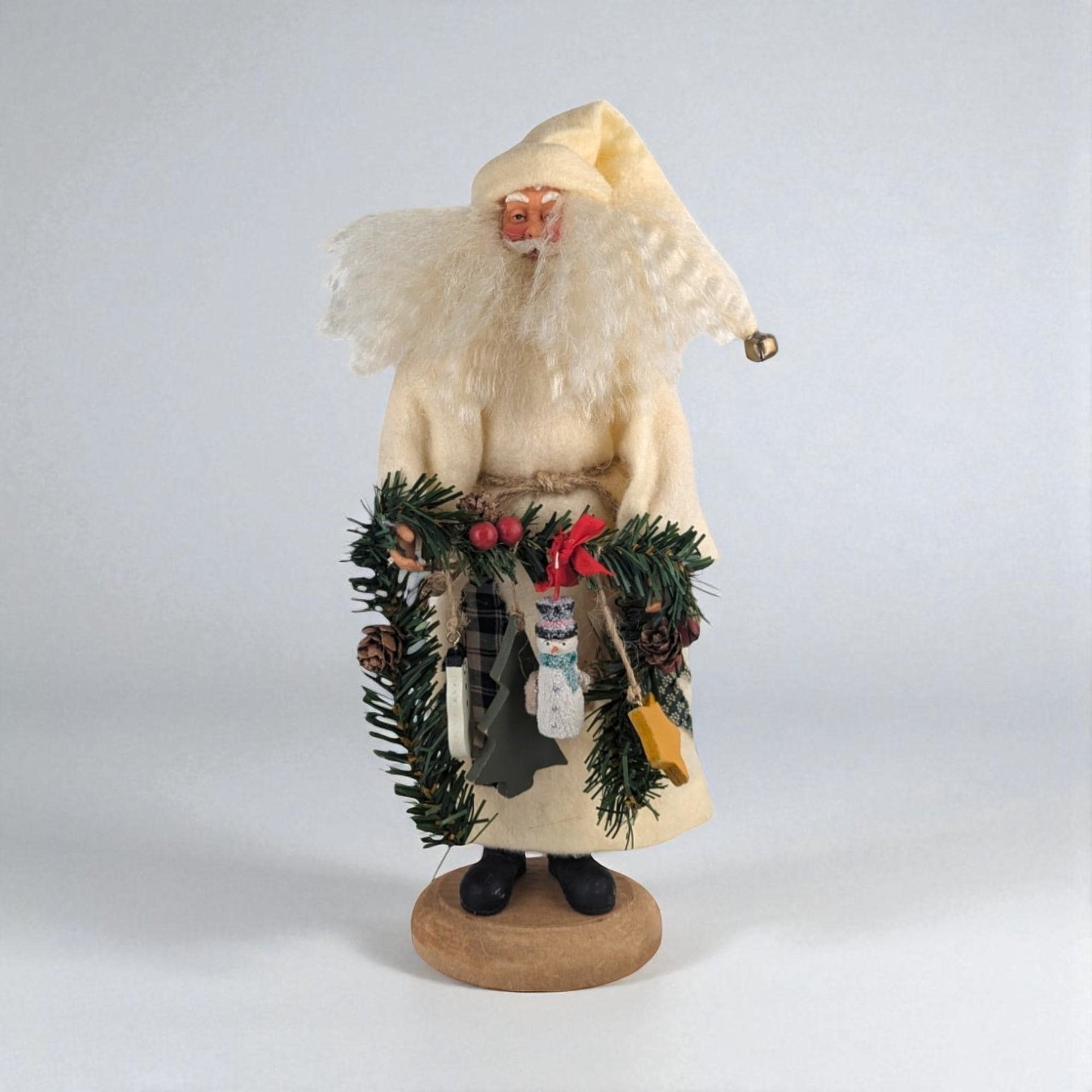 Vintage Off White Santa Figure, 12.5" Neutral Toned Santa, Rustic Christmas Decor, Unique Santa Figurine, Gift for Santa Collector