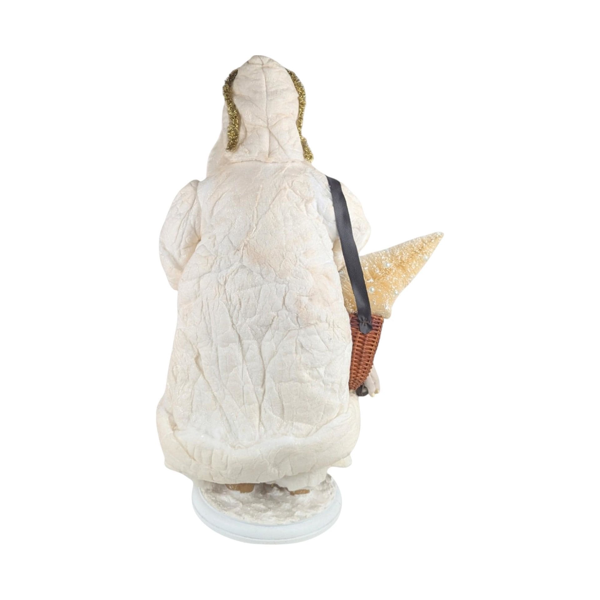 Vintage White Santa with Lambs Figure, 16.5" Cream Santa Claus Figurine, Holiday Decor, Christmas Gift, Mantel Display, Vintage Christmas