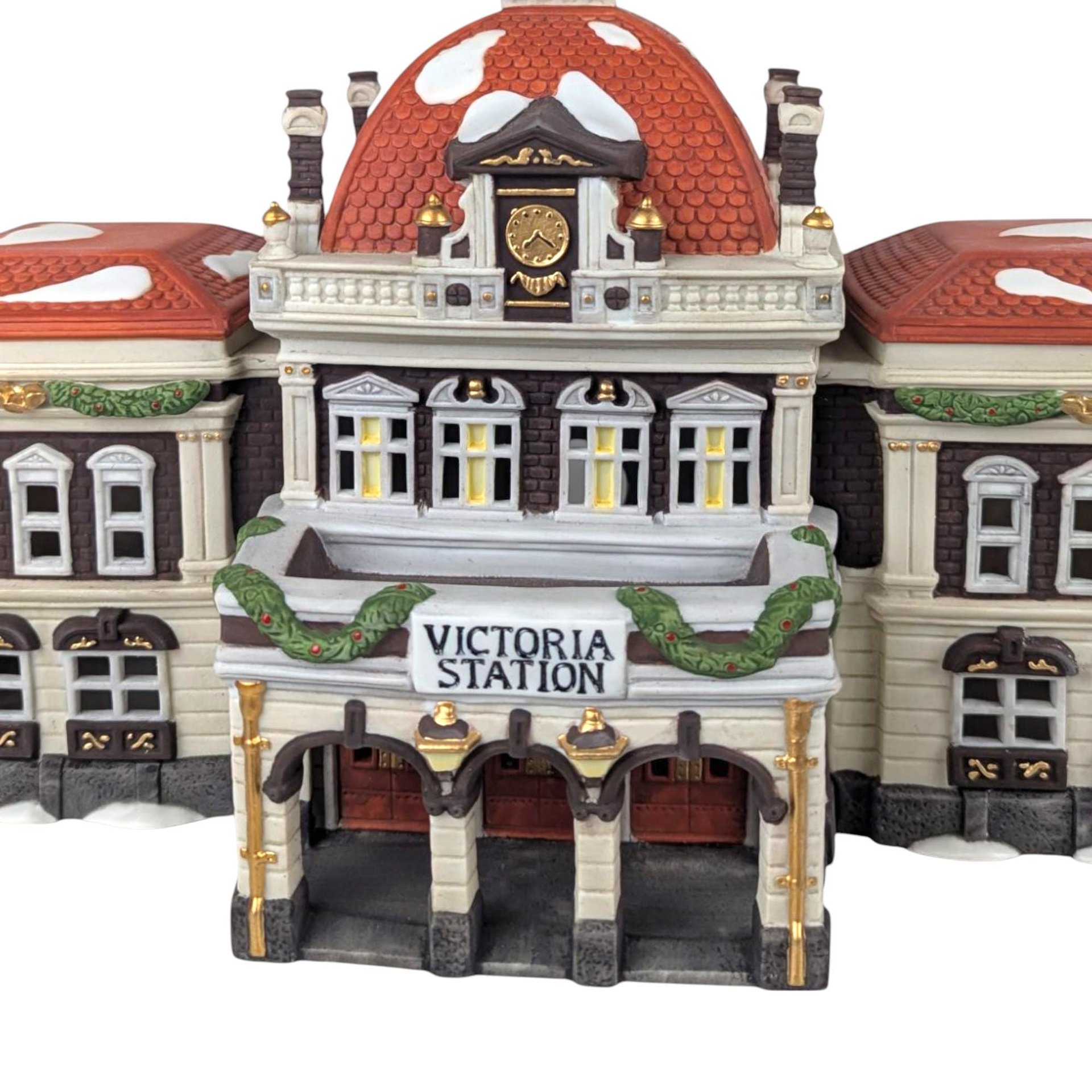 1989 Dept 56 Victoria Station, Dickens Village Building, Lit Christmas Village Display, Holiday Decor, Collectible Building