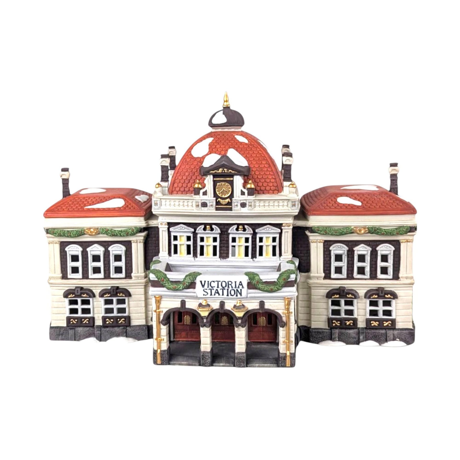 1989 Dept 56 Victoria Station, Dickens Village Building, Lit Christmas Village Display, Holiday Decor, Collectible Building