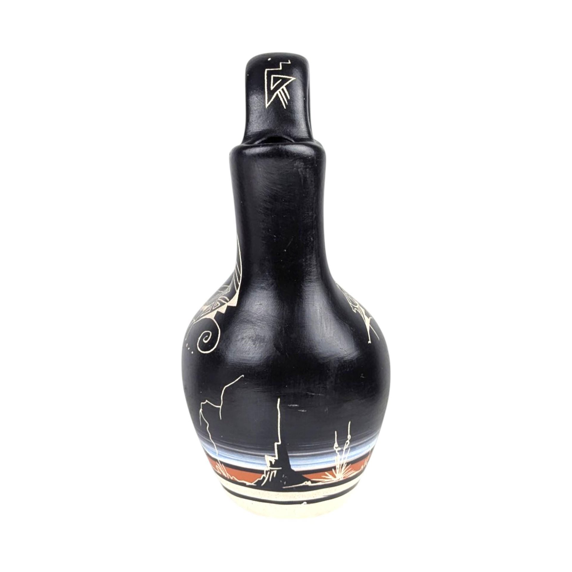 Vintage Southwestern Wedding Vase, Hand-Painted Native American Pottery, Unique Vase, Ceremonial Decor, Signed Pottery, Collectible Vase