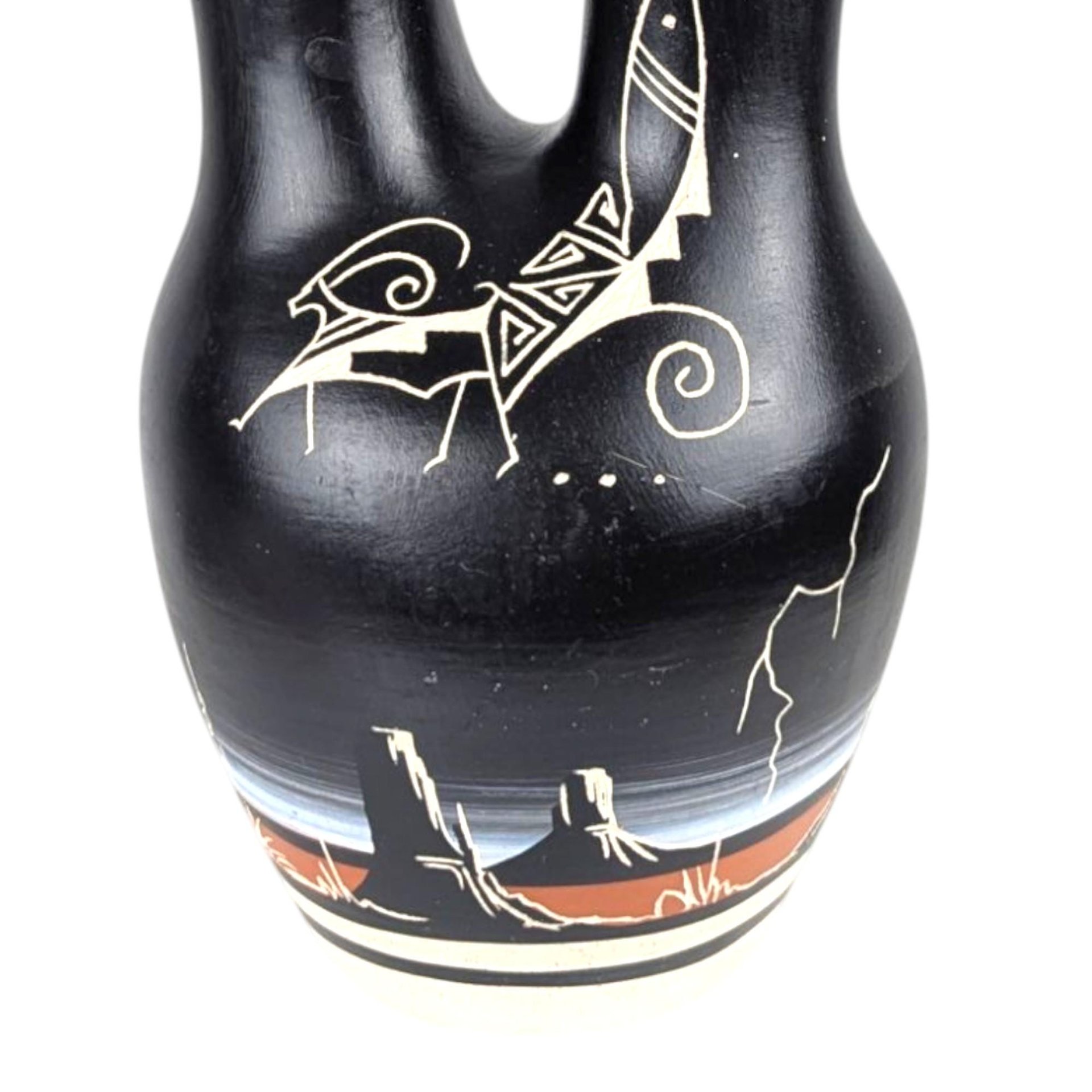 Vintage Southwestern Wedding Vase, Hand-Painted Native American Pottery, Unique Vase, Ceremonial Decor, Signed Pottery, Collectible Vase