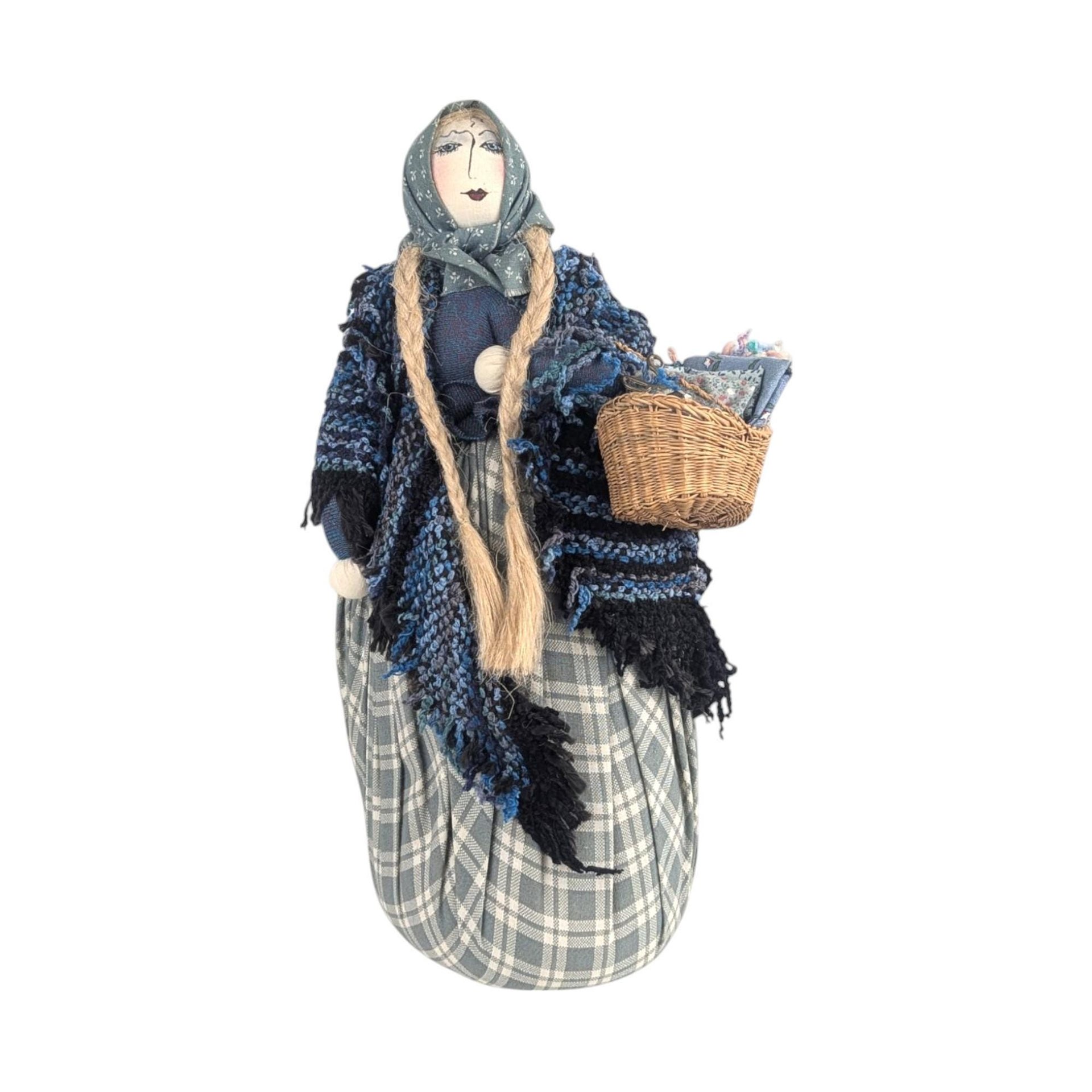 Gretchen Lima Folk Art Doll: Signed Vintage Textile Doll, 1989