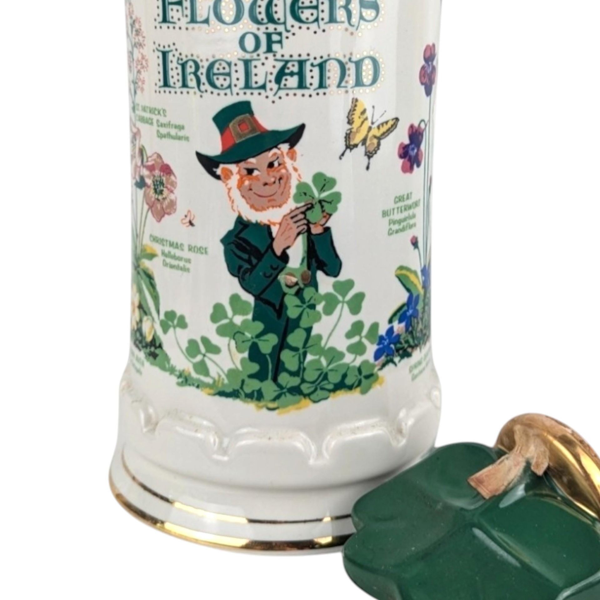 Vintage Flowers of Ireland Decanter: 1983 Old Commonwealth Irish Decor