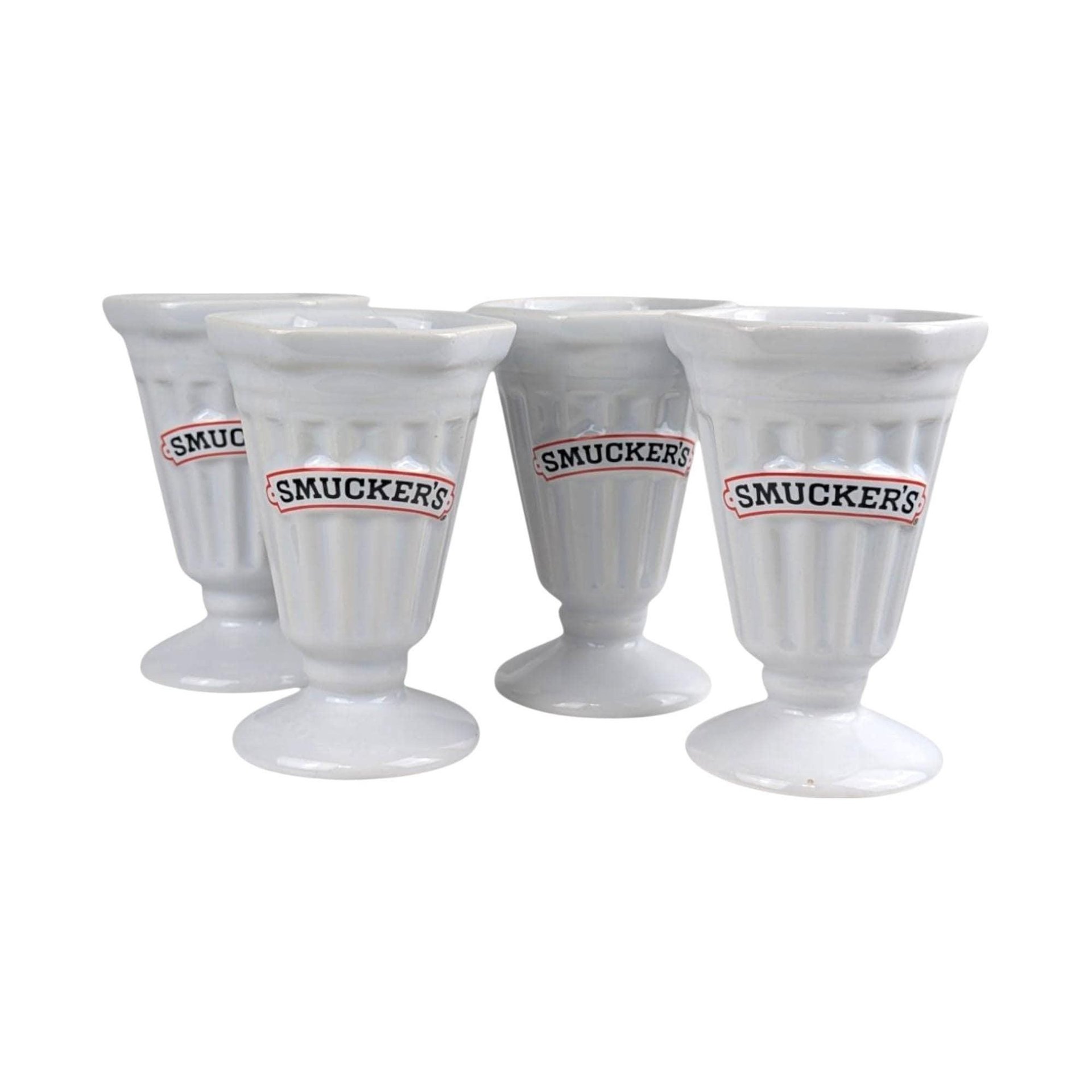 Vintage Smuckers Ceramic Ice Cream Cups: Collectible Sundae Dishes, Set of 4