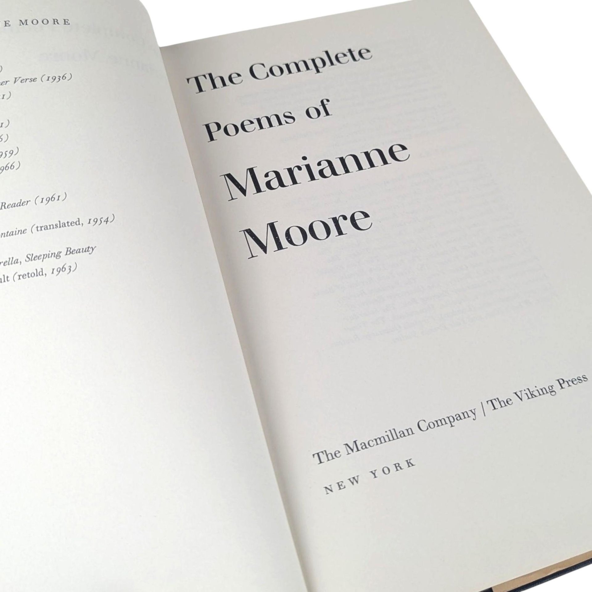 Vintage Marianne Moore: Complete Poems, 1967 Hardcover with Dust Jacket