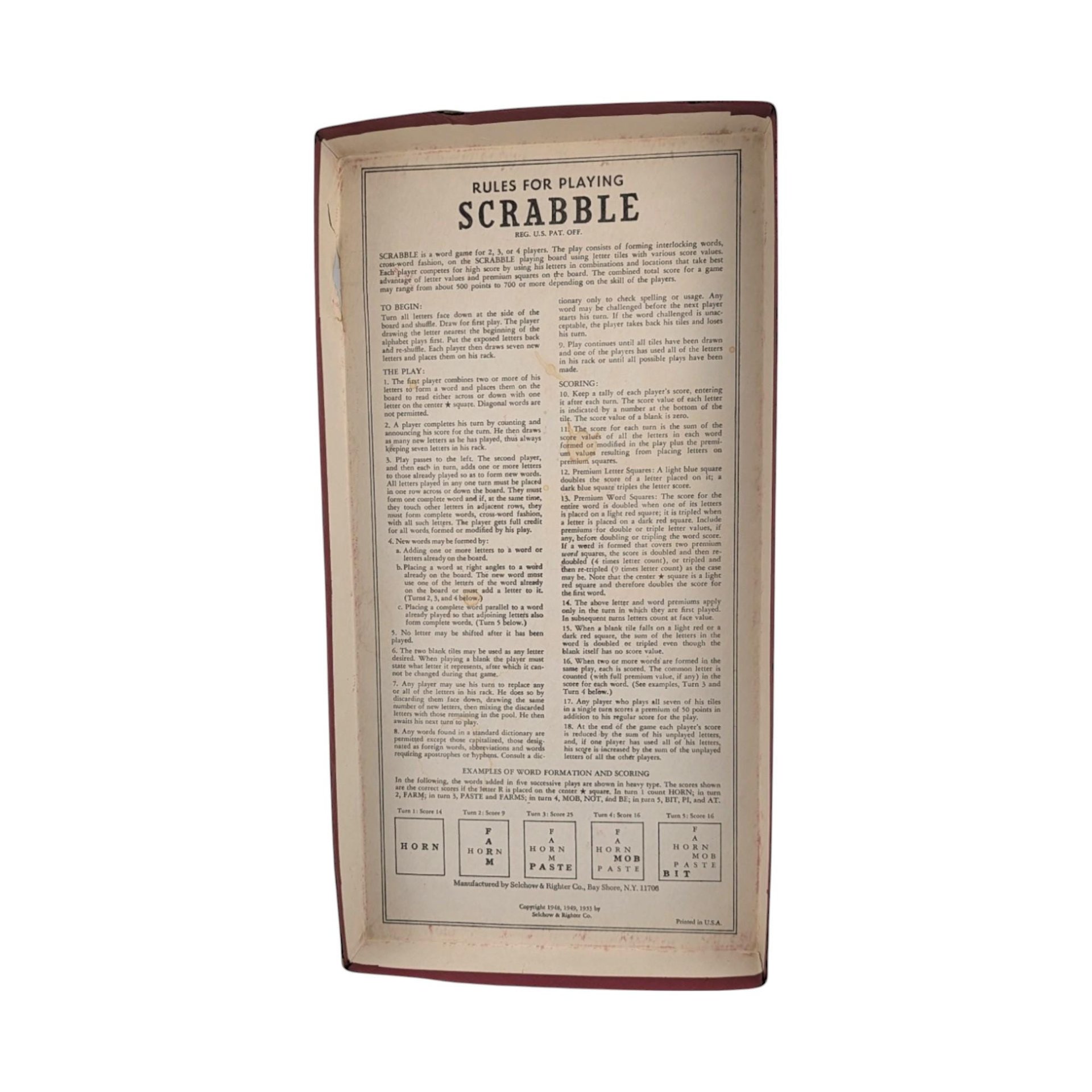 Vintage 1953 Scrabble Game | Selchow & Righter | Crossword Game | Collectible Board Game | Classic Word Game
