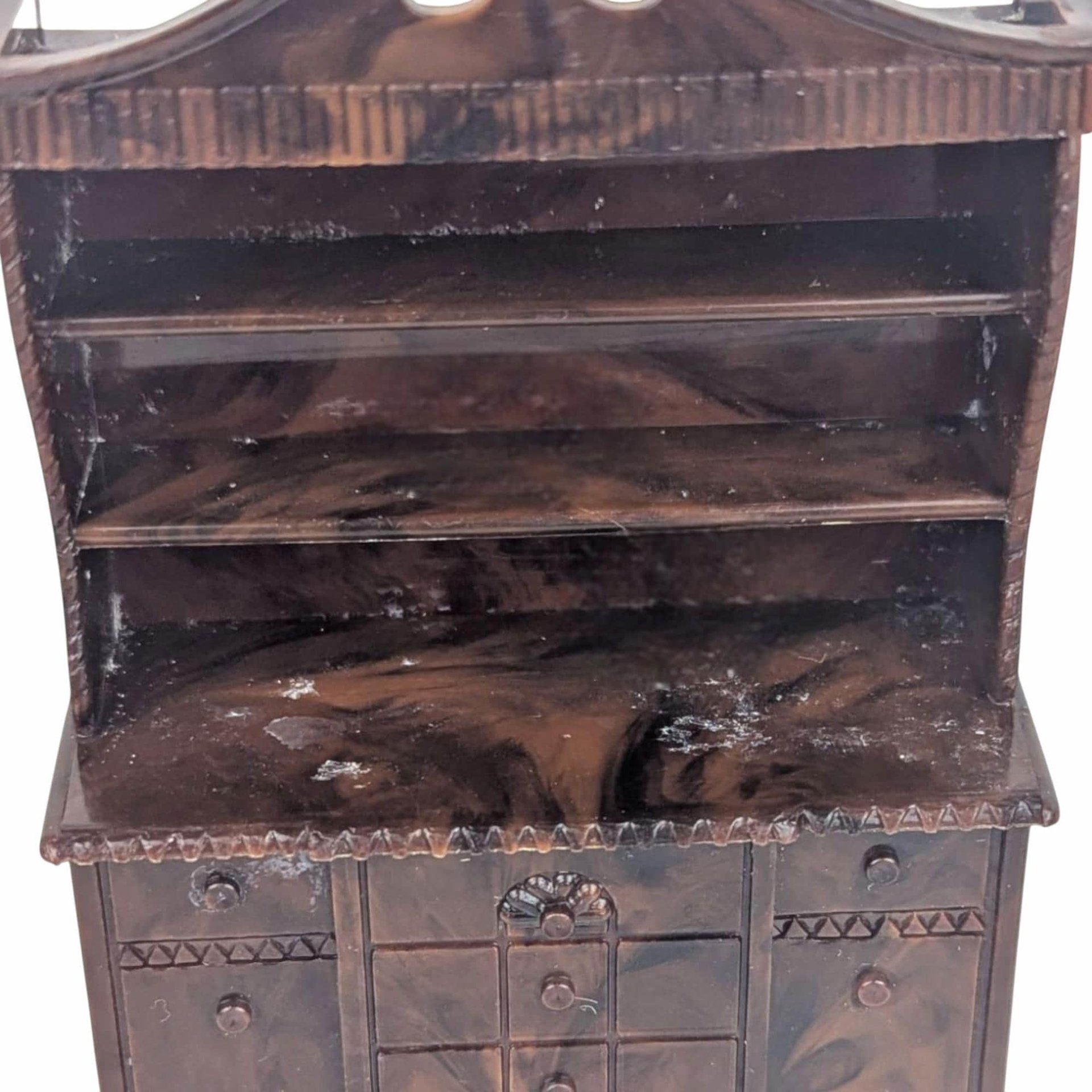 Vintage Dollhouse Furniture Set, 1:16 Scale Renwal & Ideal, Colonial Hutch, Fireplace, Dresser, Radios, 1950s Miniature Lot